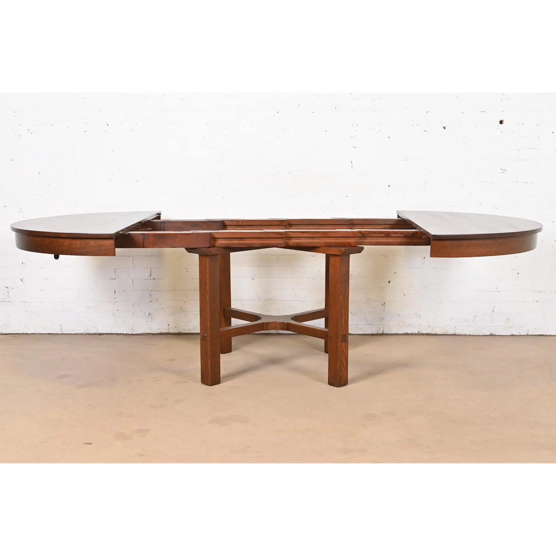 Stickley Antique Mission Oak Arts & Crafts Extension Dining Table, Newly Refinished - Image 6