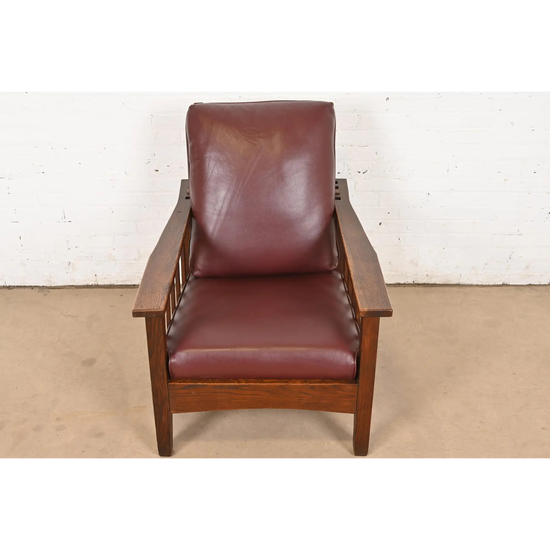 Stickley Brothers Style Antique Mission Oak Arts & Crafts Reclining Morris Lounge Chair, Circa 1900 - Image 4