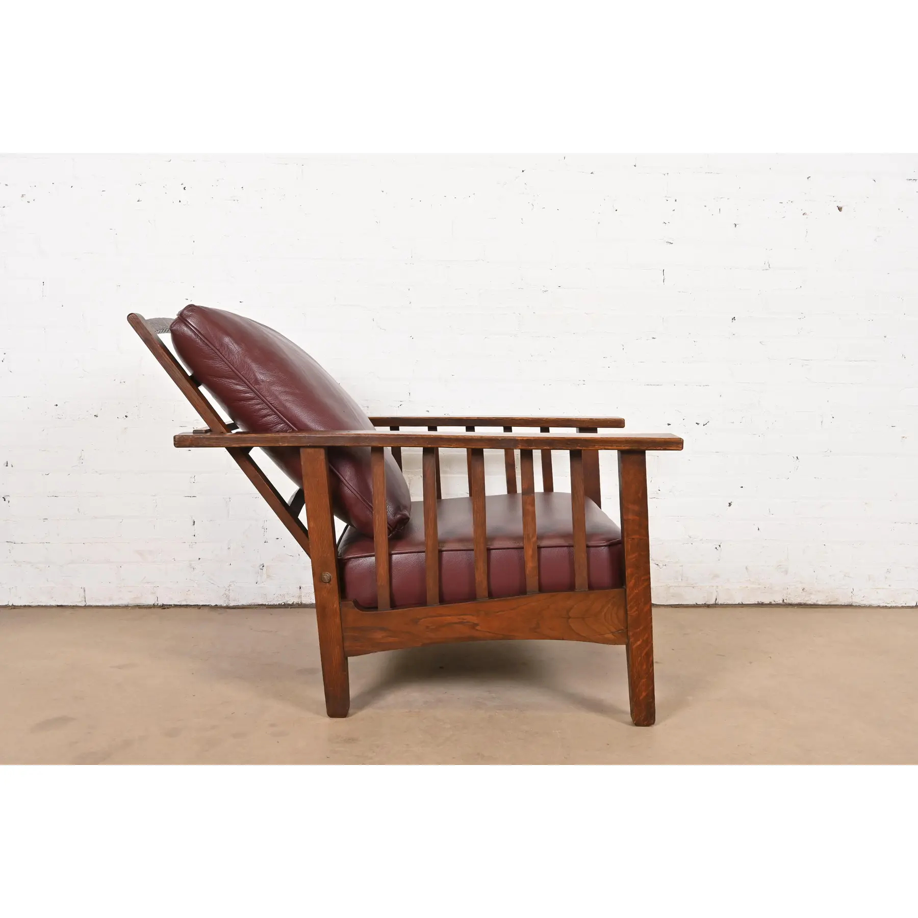 Stickley Brothers Style Antique Mission Oak Arts & Crafts Reclining Morris Lounge Chair, Circa 1900 - Image 9