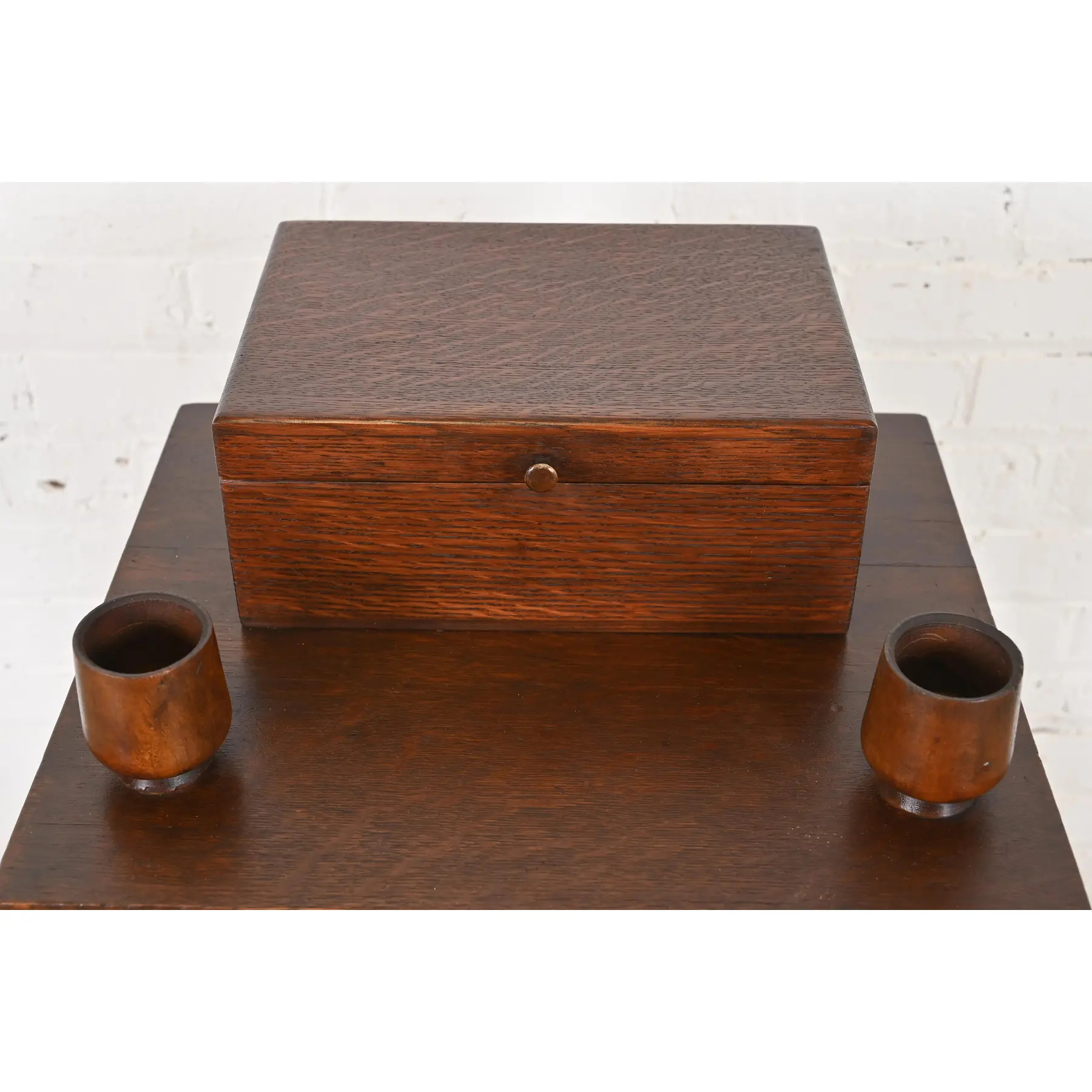 Stickley Brothers Style Antique Mission Oak Arts & Crafts Smoker's Stand, Circa 1910 - Image 7