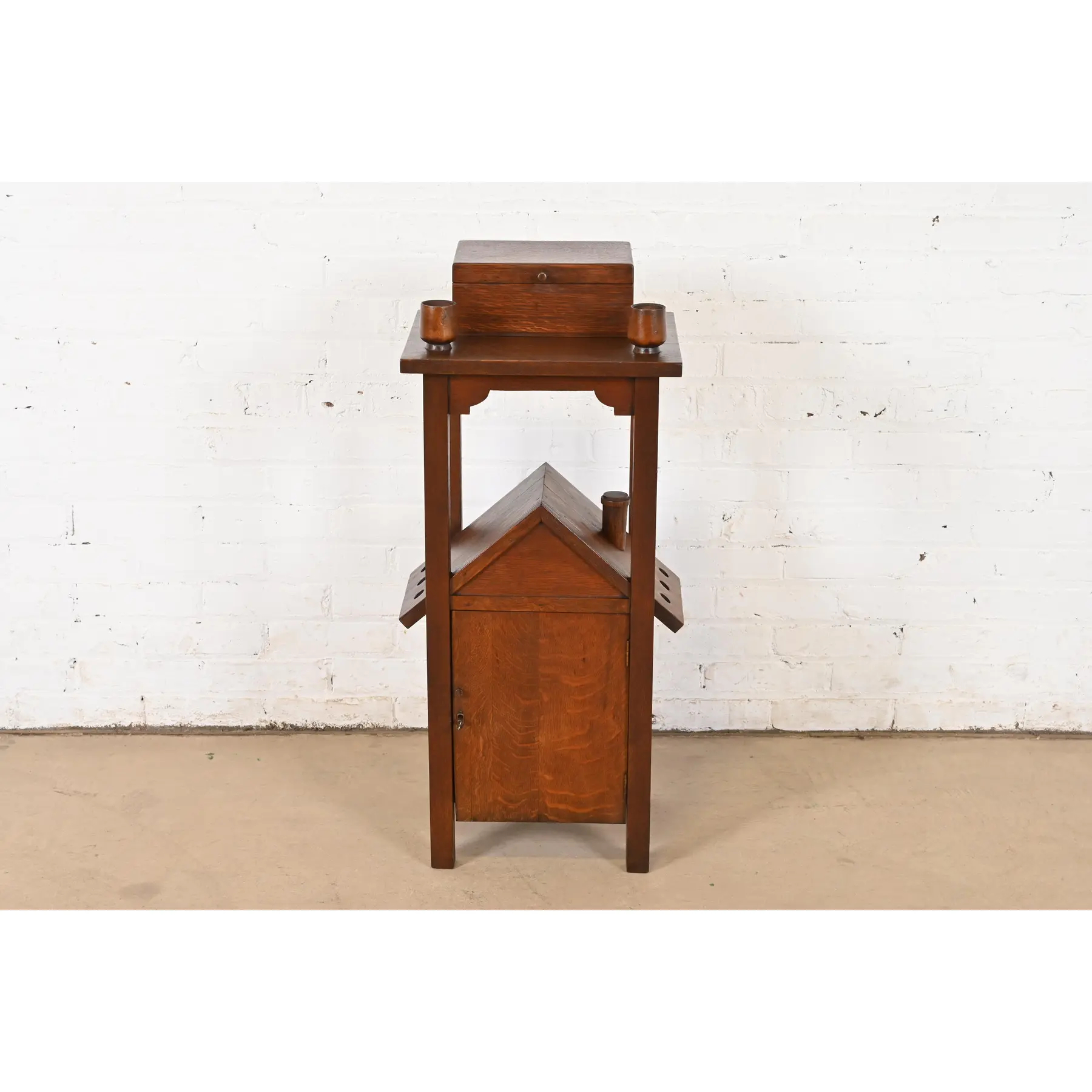 Stickley Brothers Style Antique Mission Oak Arts & Crafts Smoker's Stand, Circa 1910 - Image 3