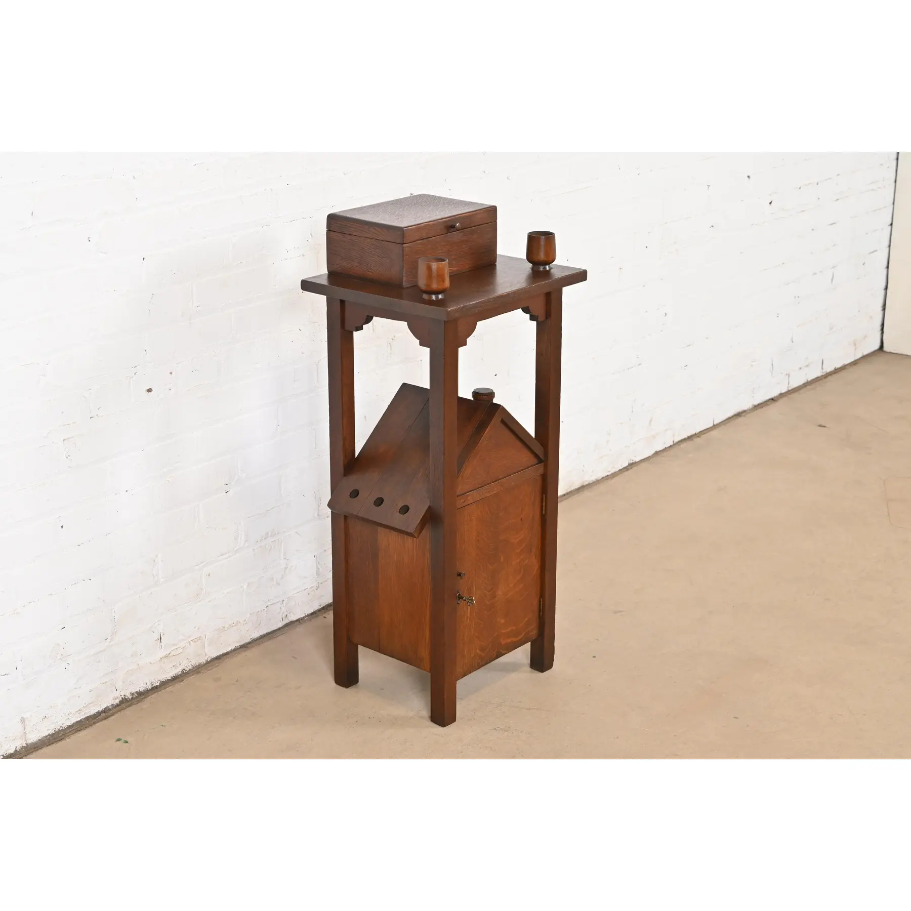 Stickley Brothers Style Antique Mission Oak Arts & Crafts Smoker's Stand, Circa 1910 - Image 4