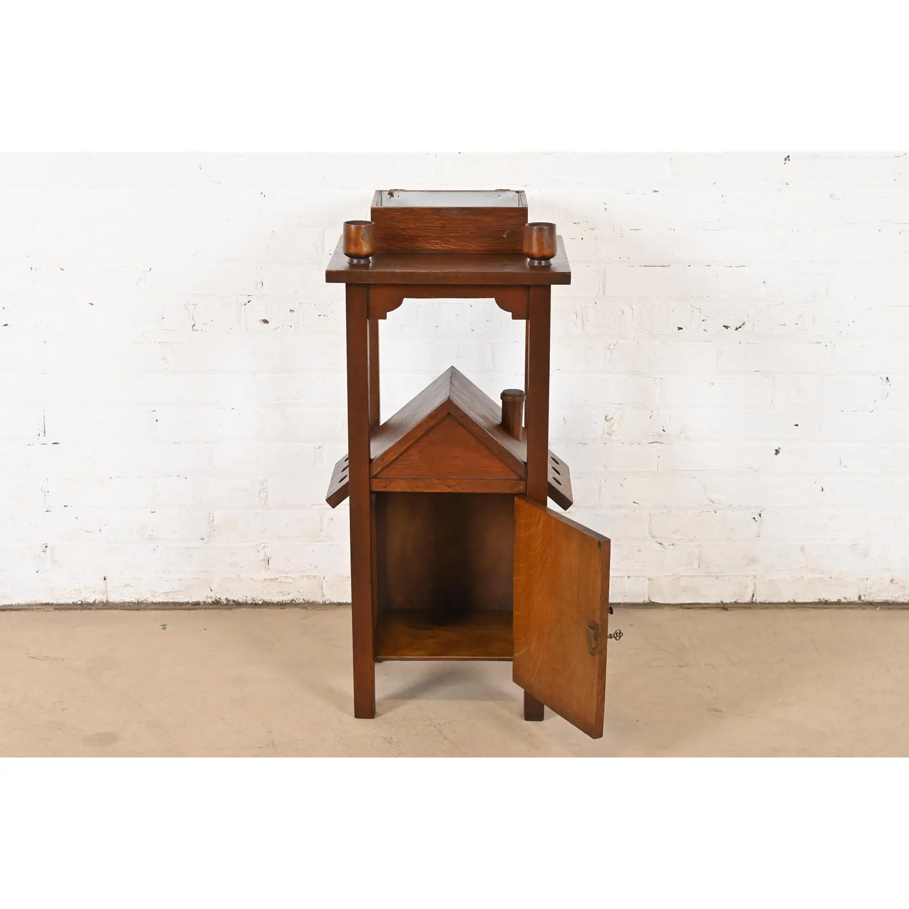 Stickley Brothers Style Antique Mission Oak Arts & Crafts Smoker's Stand, Circa 1910 - Image 5