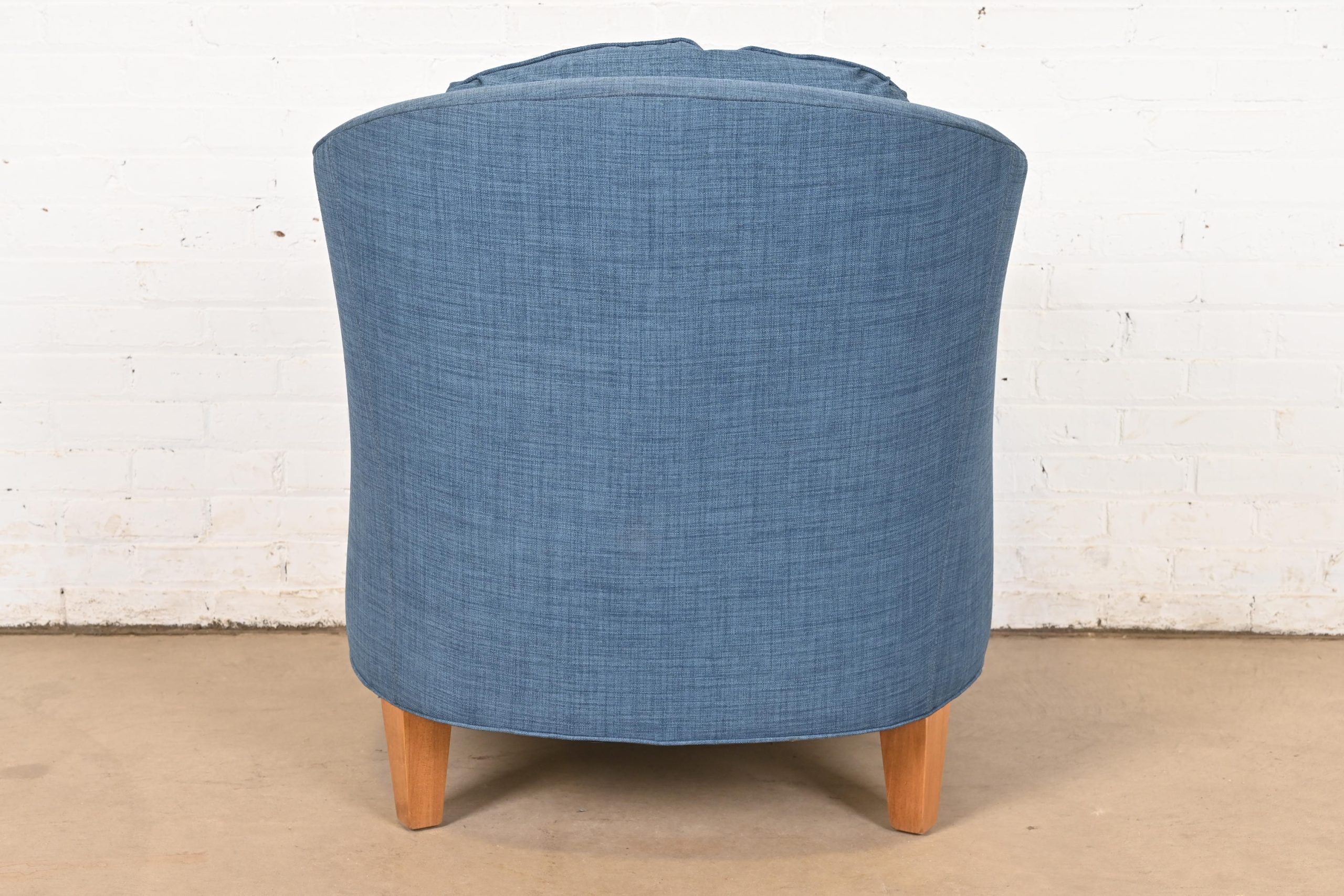 Smith Brothers Contemporary Blue Tweed Upholstered Lounge Chair - Image 9