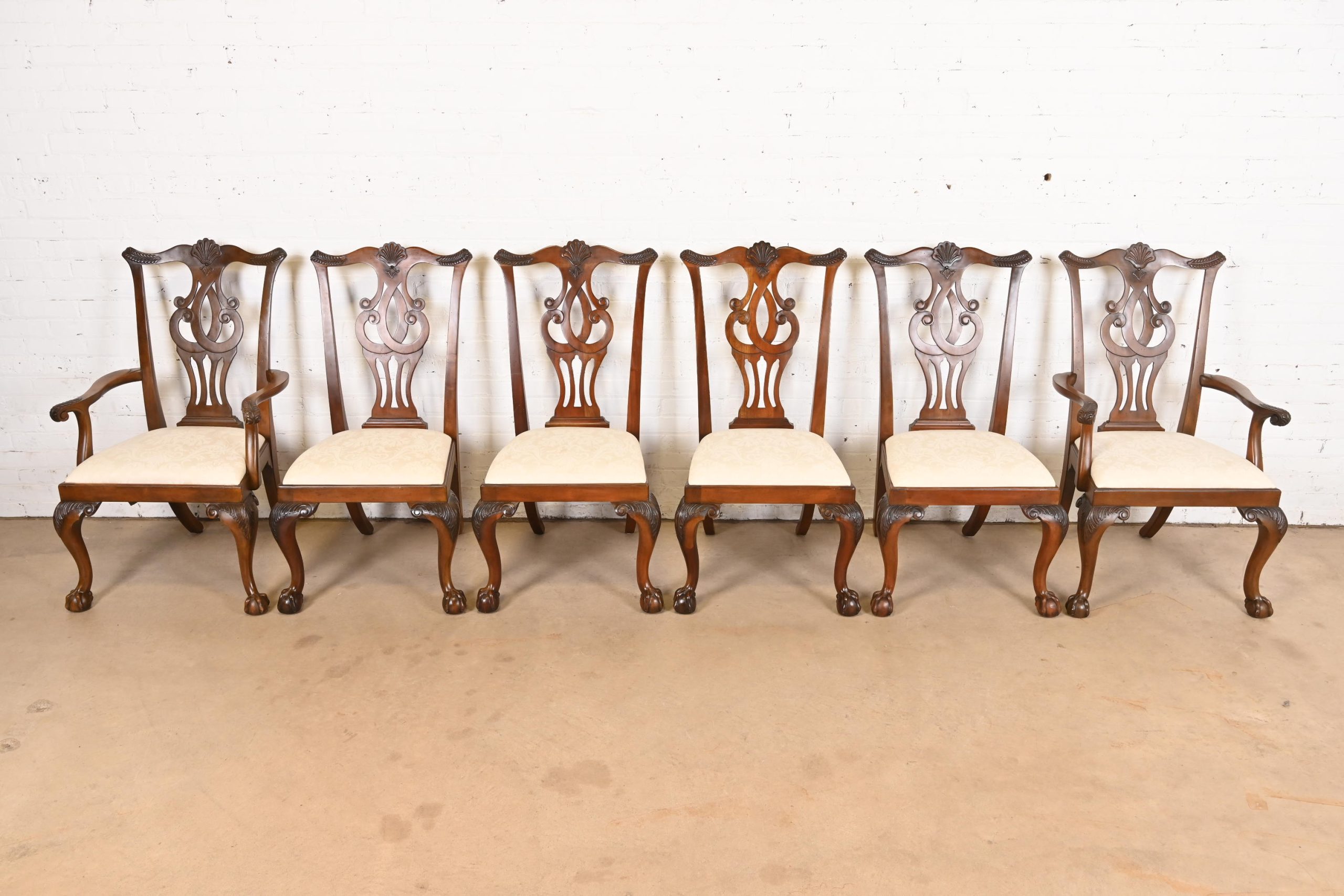 Drexel Heritage Chippendale Carved Mahogany Dining Chairs, Set of Six - Image 3