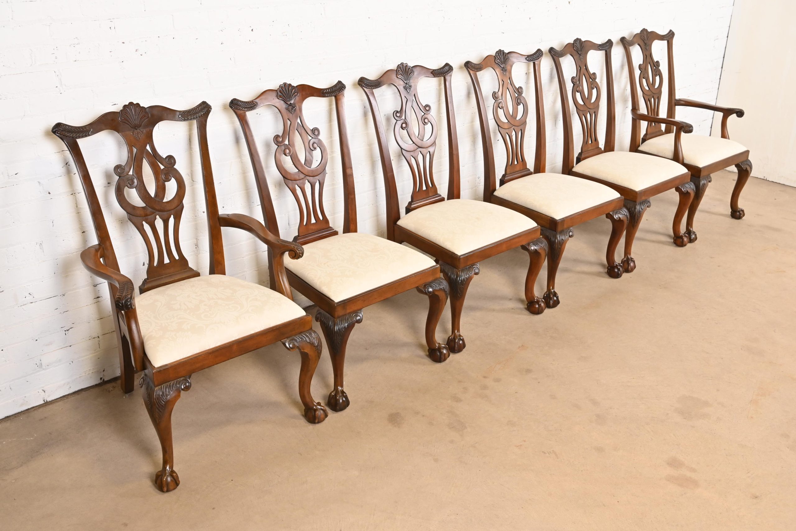 Drexel Heritage Chippendale Carved Mahogany Dining Chairs, Set of Six - Image 4