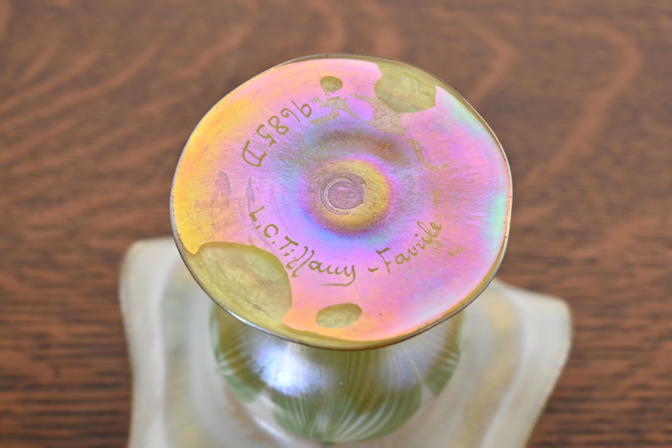 Tiffany Studios New York Greek Key Bronze Doré Footed Charger Plate or Tazza - Image 4