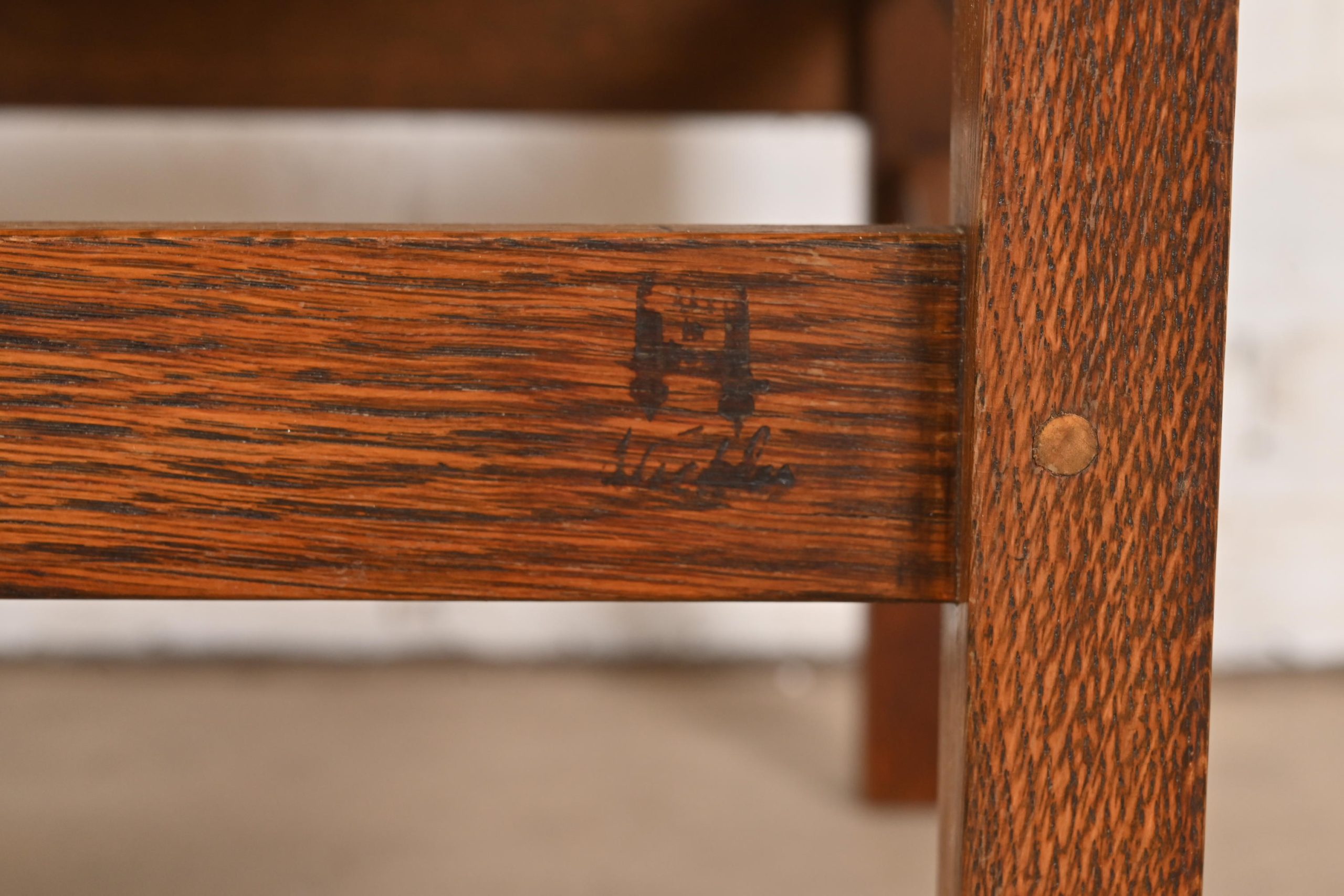 Gustav Stickley Antique Mission Oak Arts & Crafts H-Back Dining Chairs With Rush Seats, Set of Eight - Image 11
