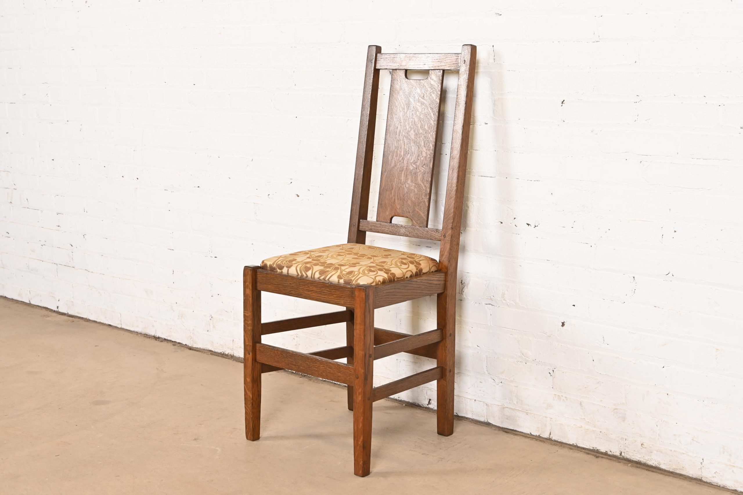 Gustav Stickley Antique Mission Oak Arts & Crafts H-Back Dining Chairs With Rush Seats, Set of Eight - Image 6