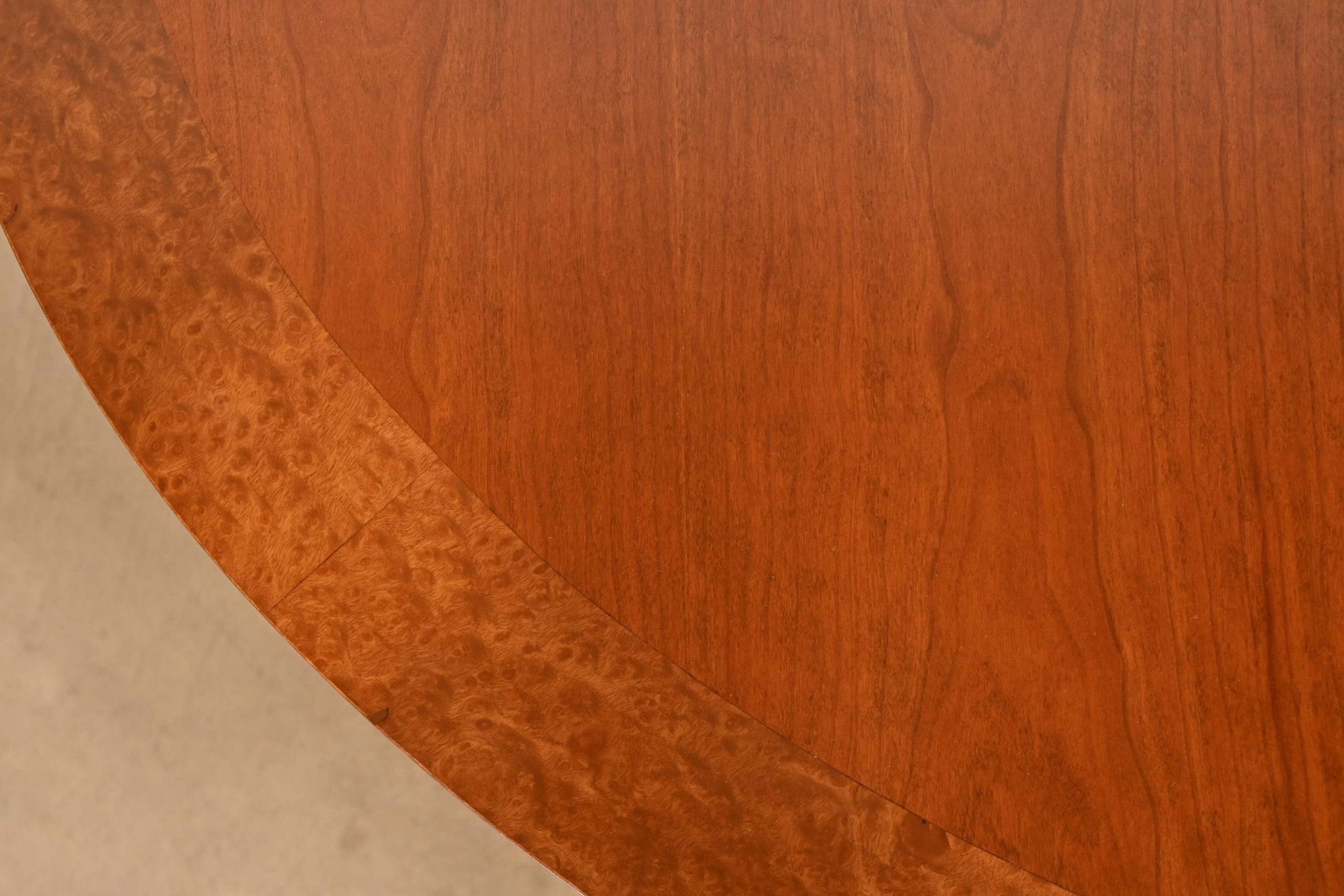 Directional Mid-Century Modern Cherry and Burl Wood Extension Dining Table, Newly Refinished - Image 9