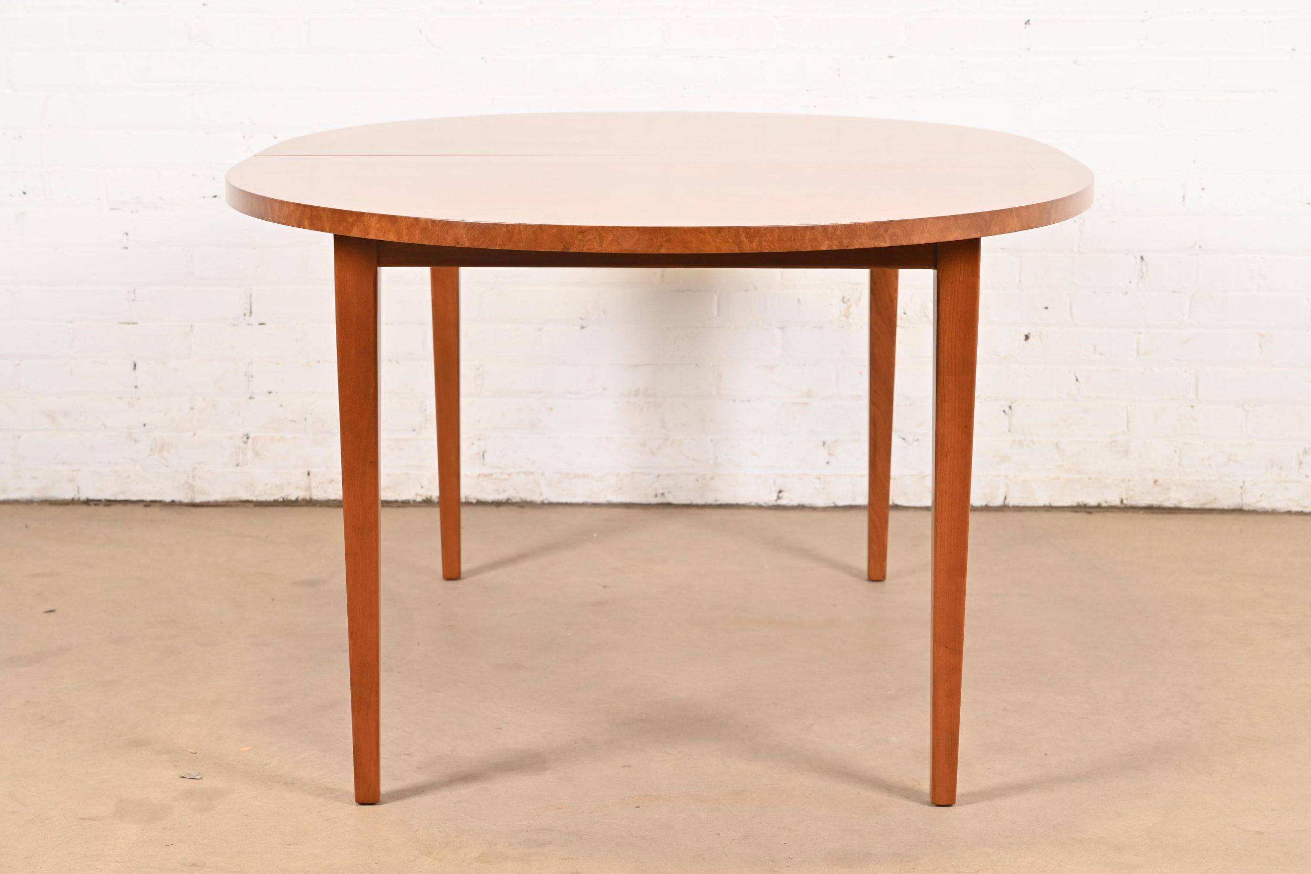 Directional Mid-Century Modern Cherry and Burl Wood Extension Dining Table, Newly Refinished - Image 10