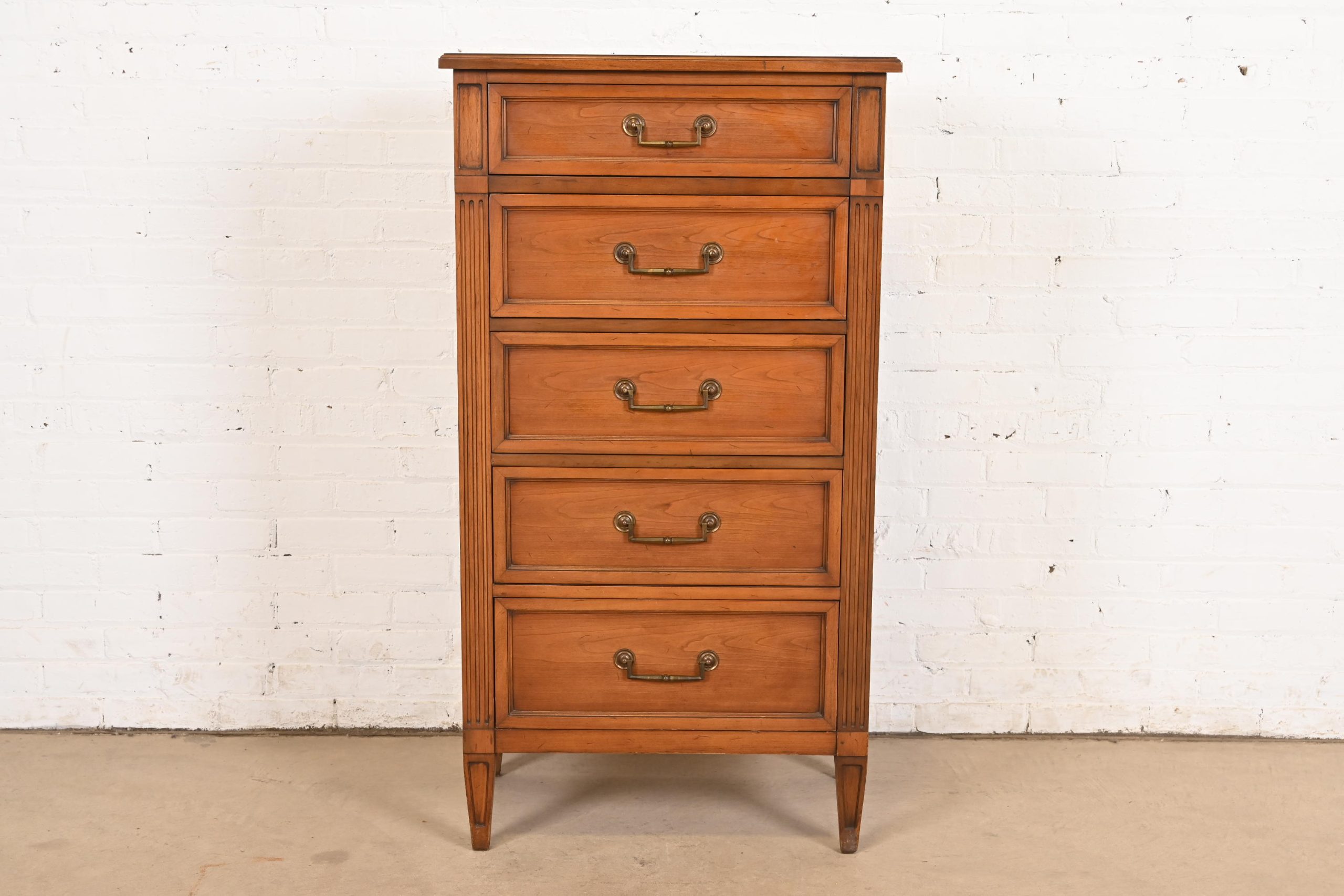 French Regency Louis XVI Cherry Wood Lingerie Chest by National Mt. Airy