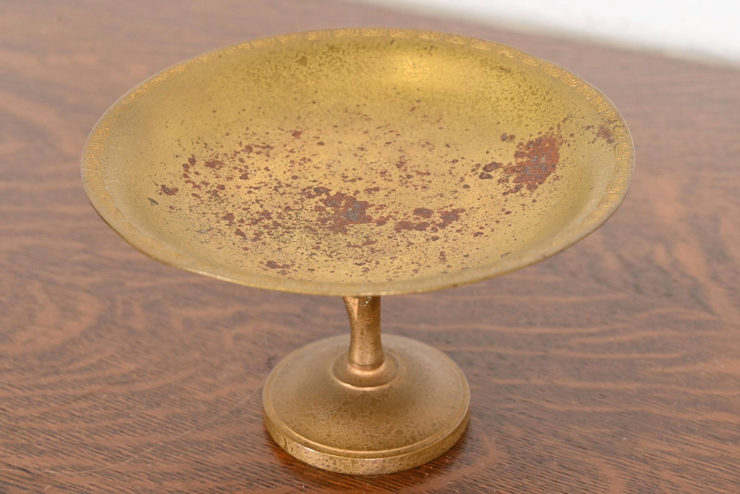Tiffany Studios New York Bronze Doré Pedestal Bowl or Compote Dish - Image 2