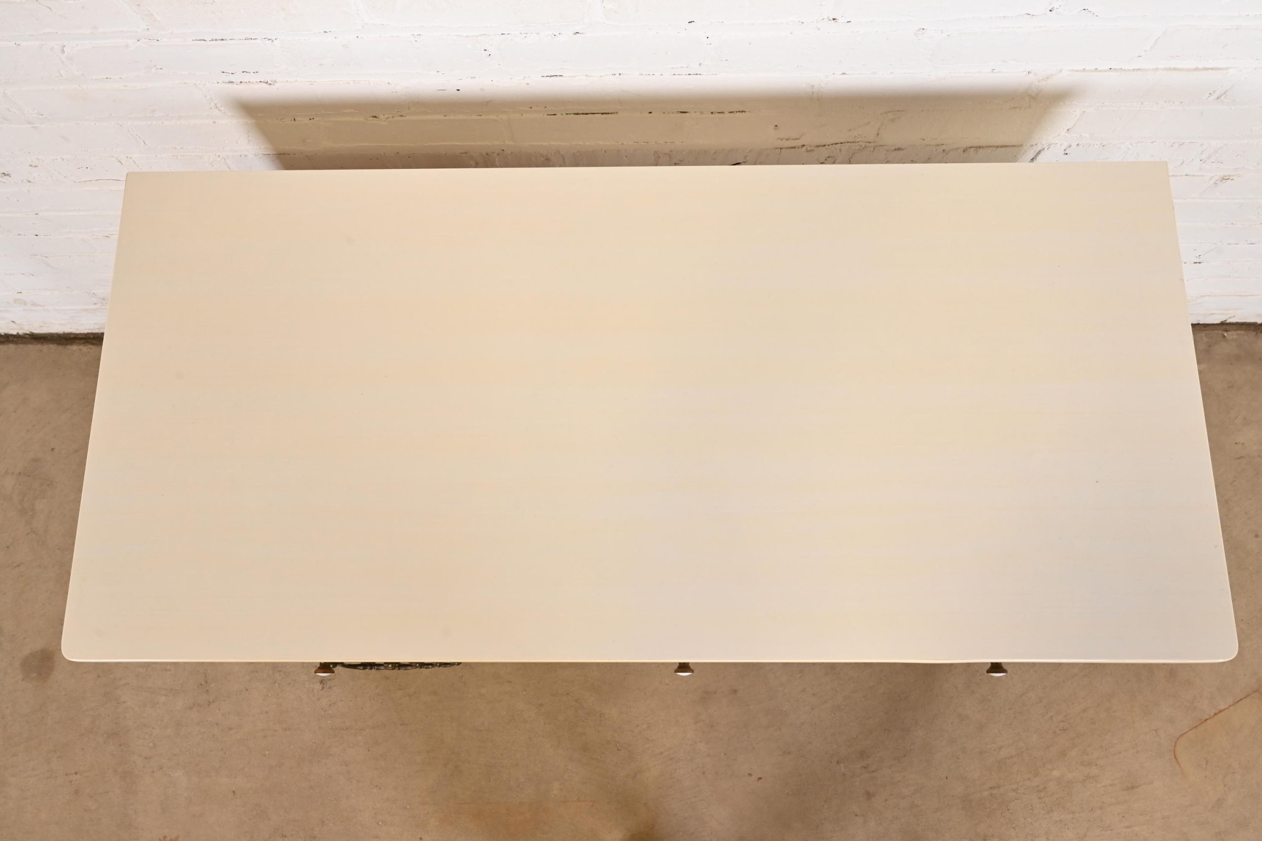 Ethan Allen American Carved Cream Lacquered Solid Maple Writing Desk, Circa 1970s - Image 8