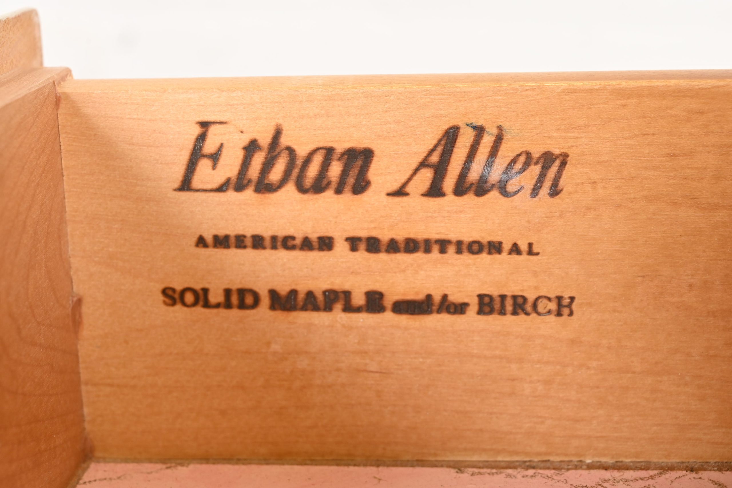 Ethan Allen American Carved Cream Lacquered Solid Maple Writing Desk, Circa 1970s - Image 7