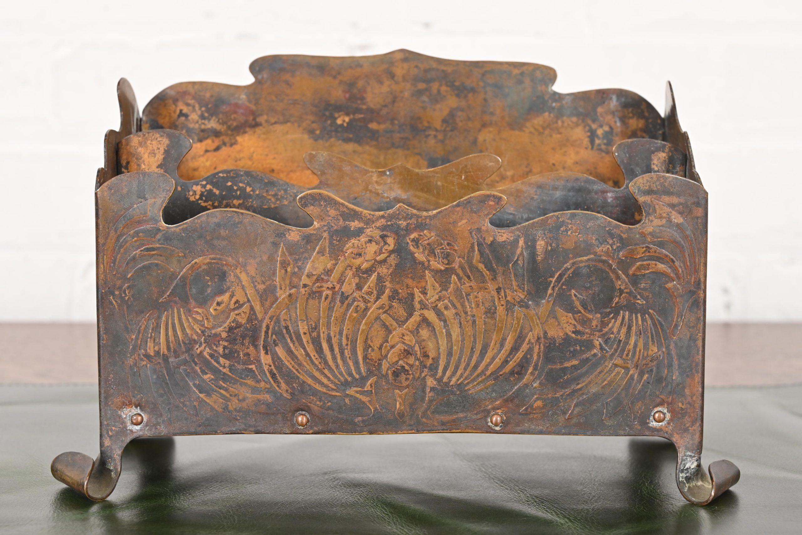 Art Crafts Shop Hammered Copper Six-Piece Desk Set, Circa 1905 - Image 8