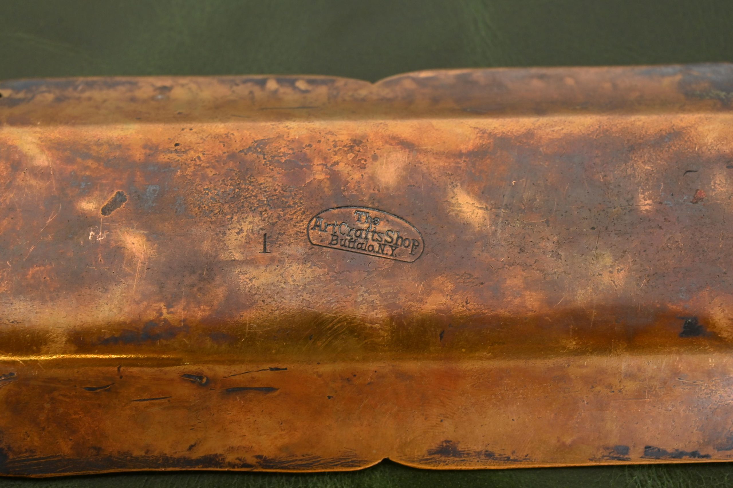 Art Crafts Shop Hammered Copper Six-Piece Desk Set, Circa 1905 - Image 10