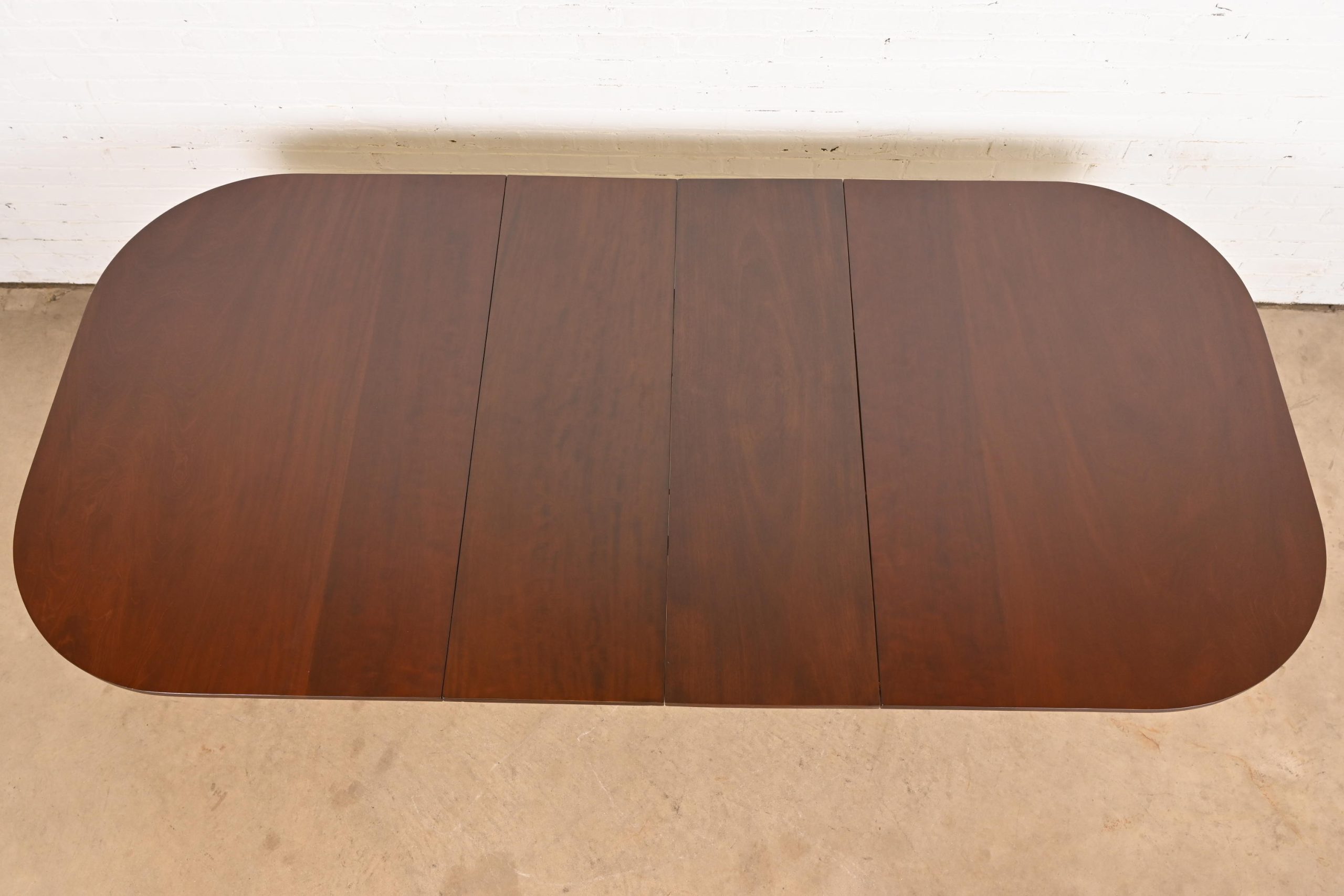 Baker Furniture Style Georgian Mahogany Double Pedestal Extension Dining Table, Newly Refinished - Image 3