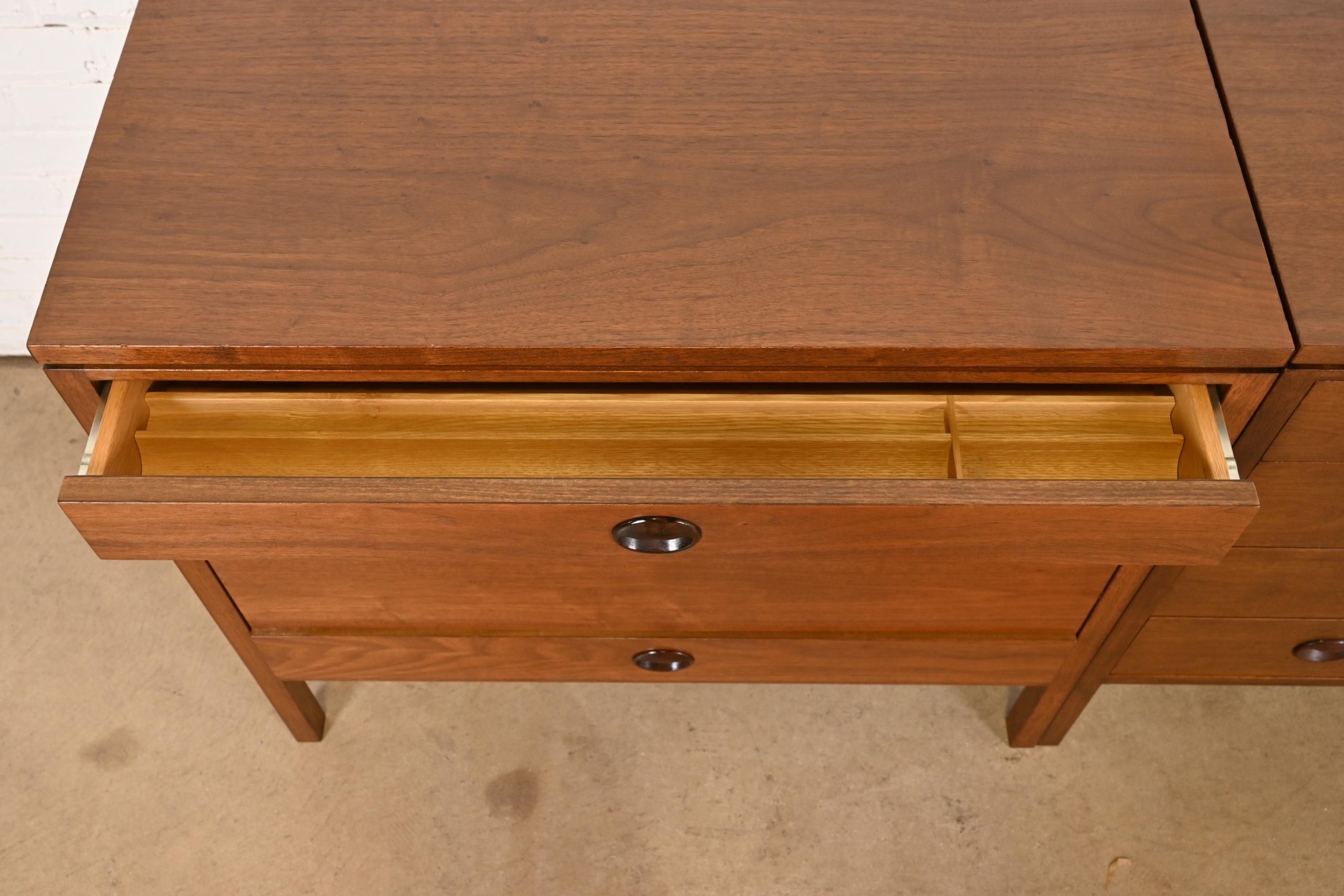 Edward Wormley for Dunbar Mid-Century Modern Walnut and Rosewood Three-Piece Executive Credenza, Circa 1960s - Image 9