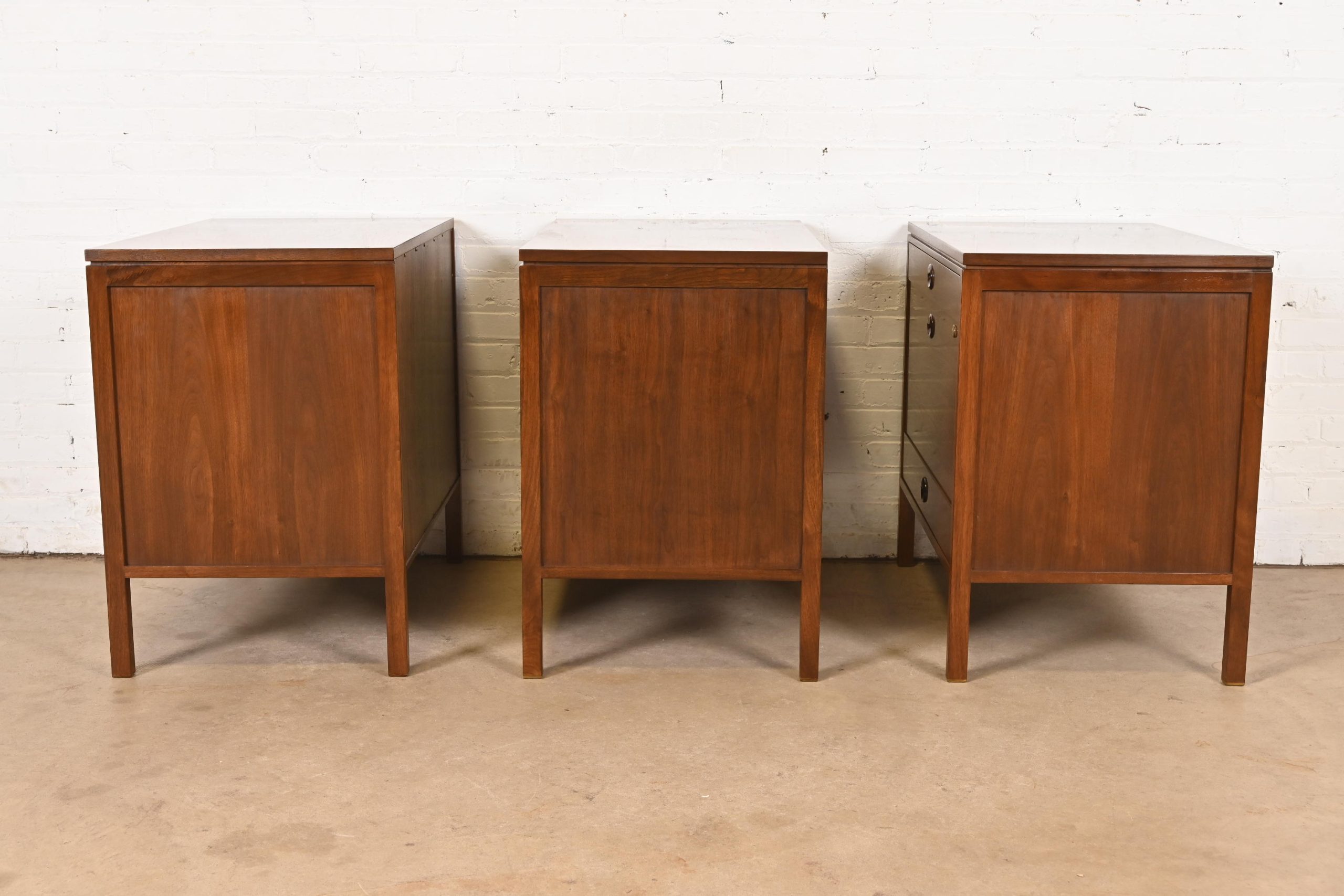 Edward Wormley for Dunbar Mid-Century Modern Walnut and Rosewood Three-Piece Executive Credenza, Circa 1960s - Image 12