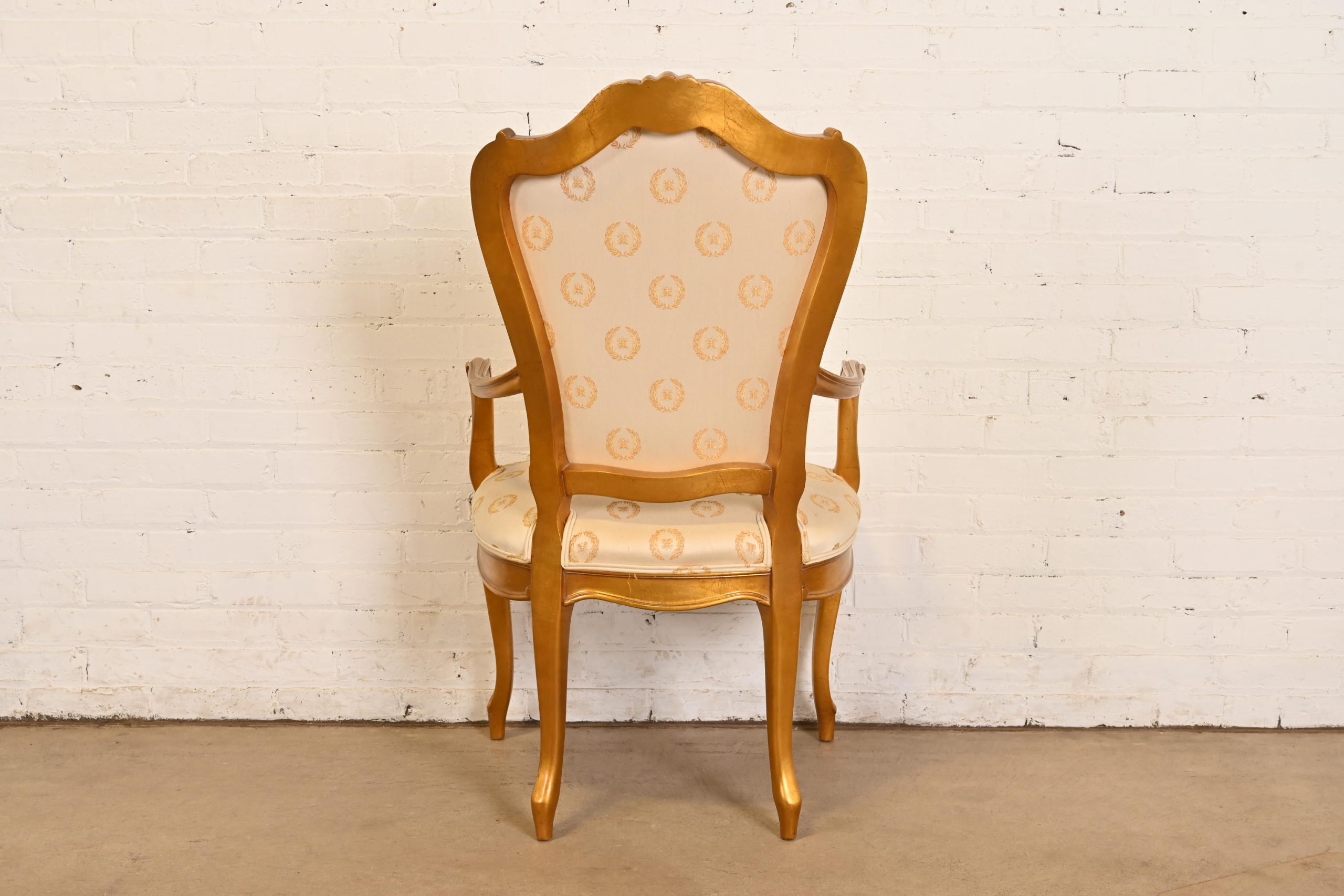 Karges French Provincial Louis XV Carved Walnut and Gold Gilt Armchairs or Dining Chairs, Pair - Image 8