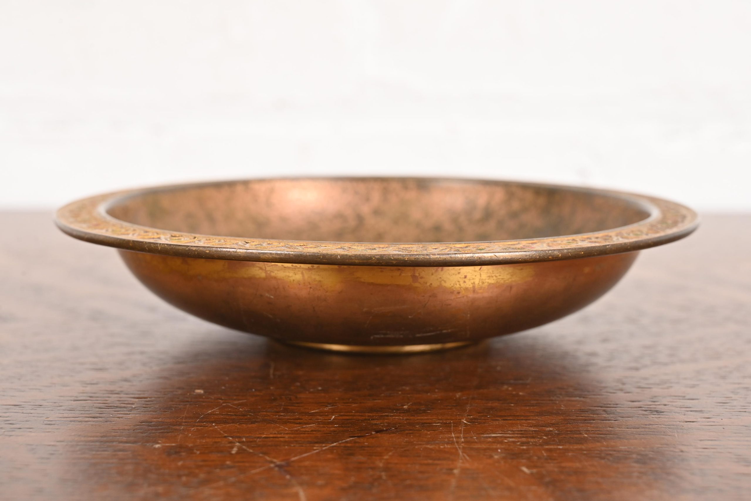 Louis Comfort Tiffany Furnaces Favrile Bronze Doré and Enamel Bowl - Image 2