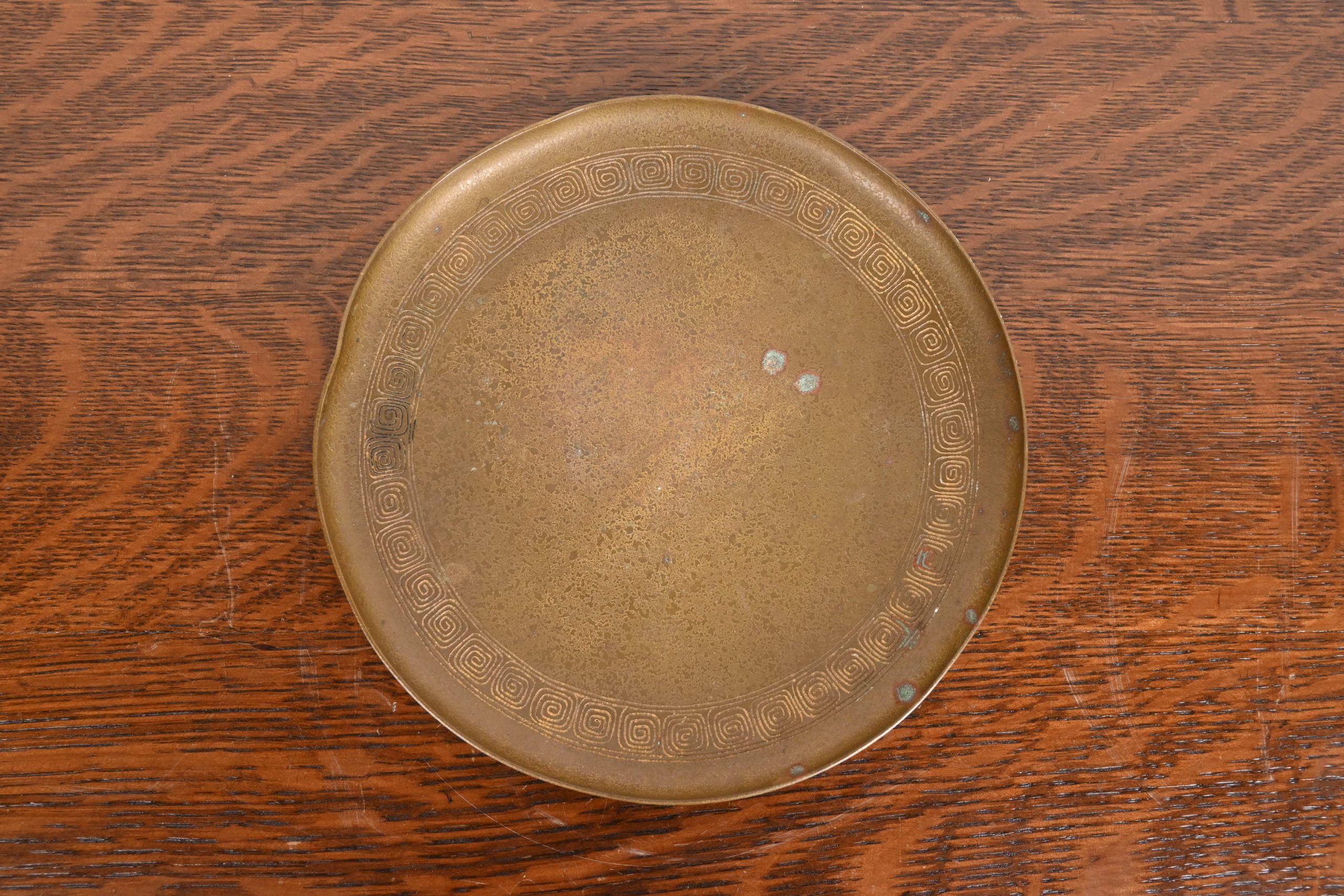 Tiffany Studios New York Bronze Plate With Greek Key Design - Image 2