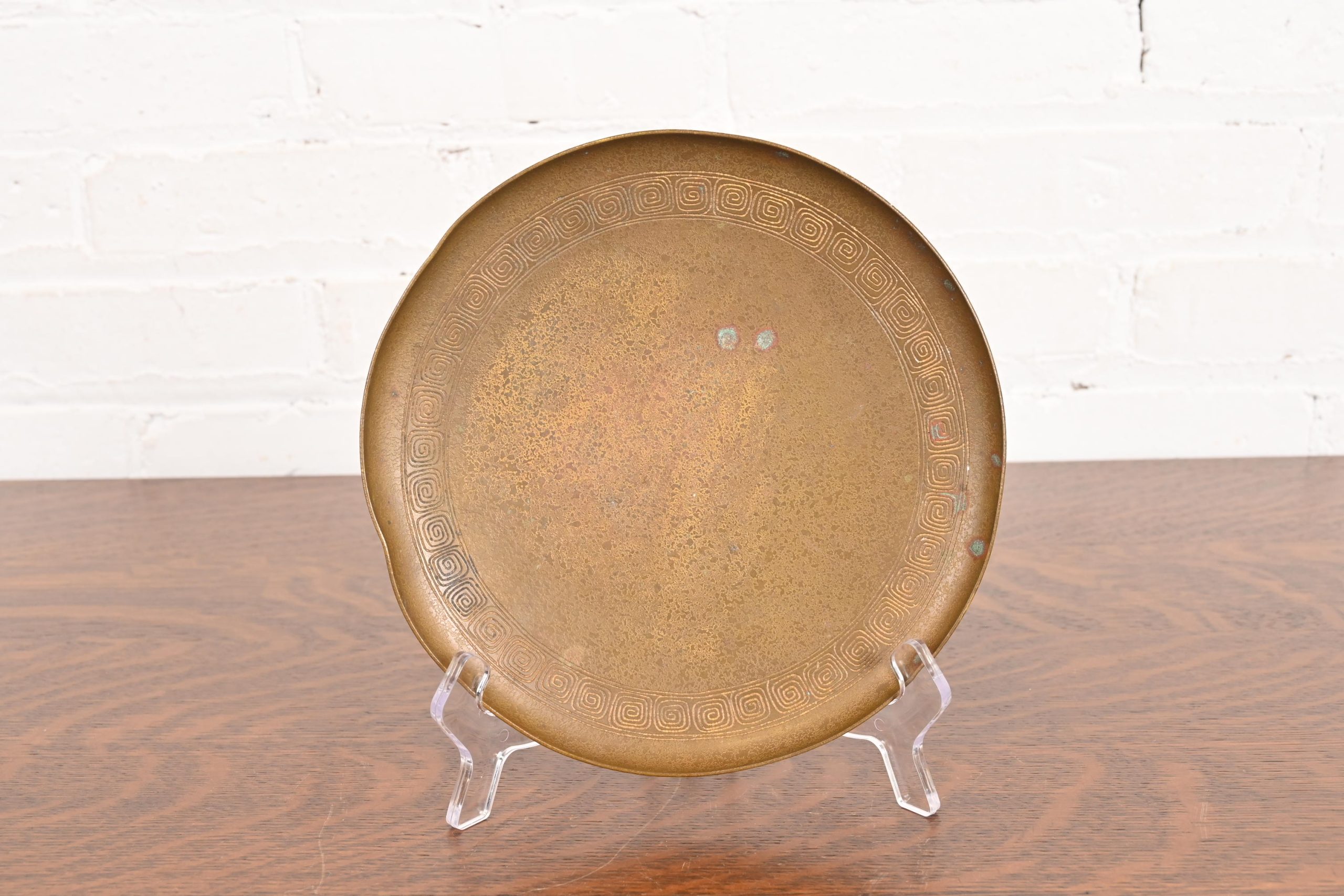 Tiffany Studios New York Bronze Plate With Greek Key Design - Image 3
