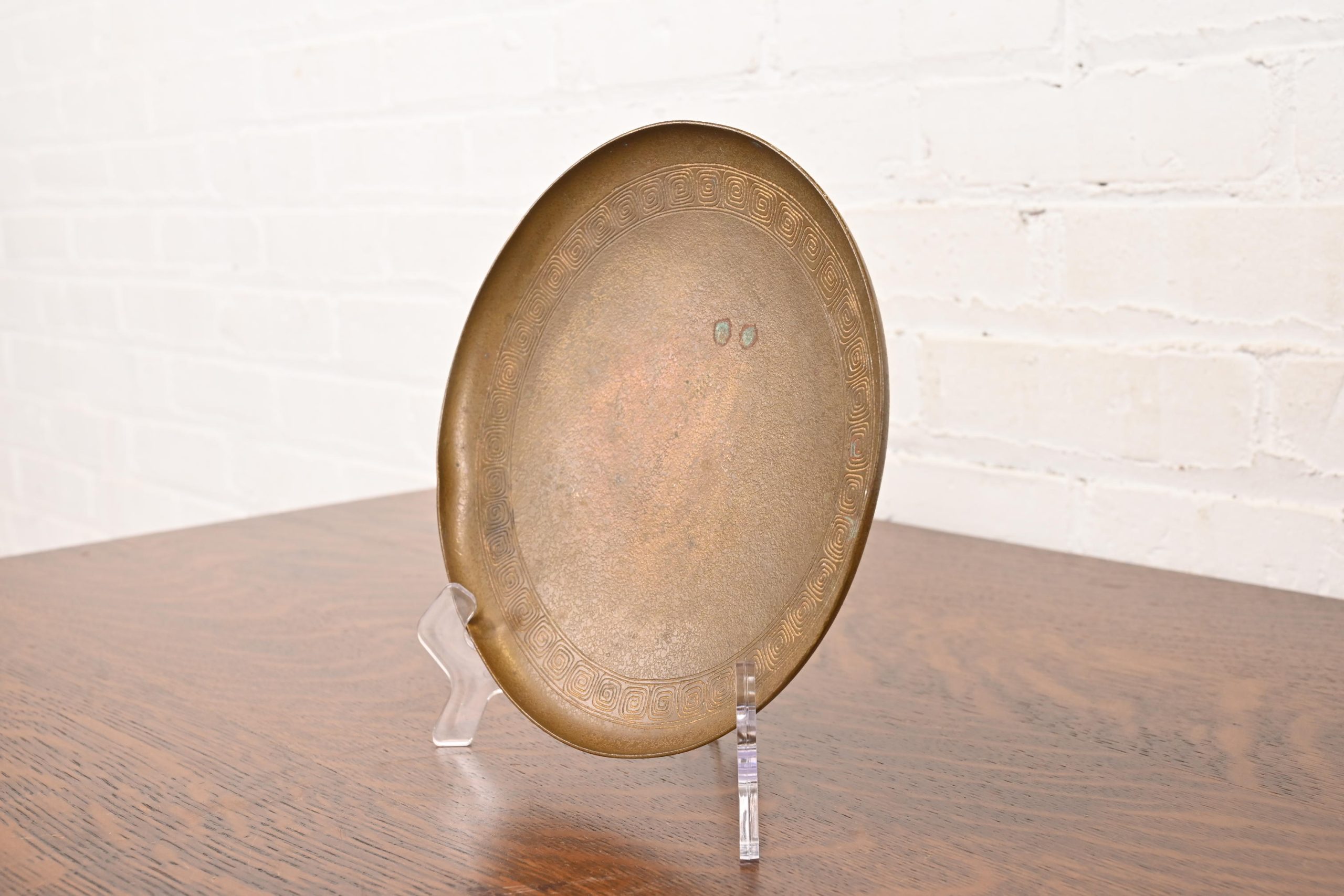Tiffany Studios New York Bronze Plate With Greek Key Design - Image 4