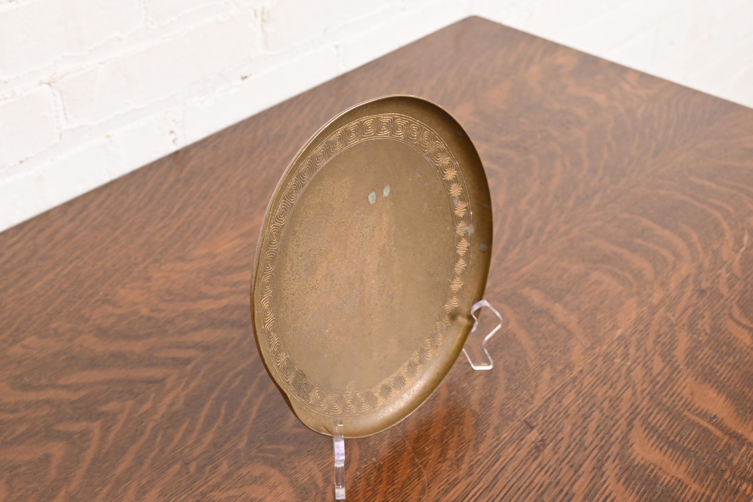 Tiffany Studios New York Bronze Plate With Greek Key Design - Image 5