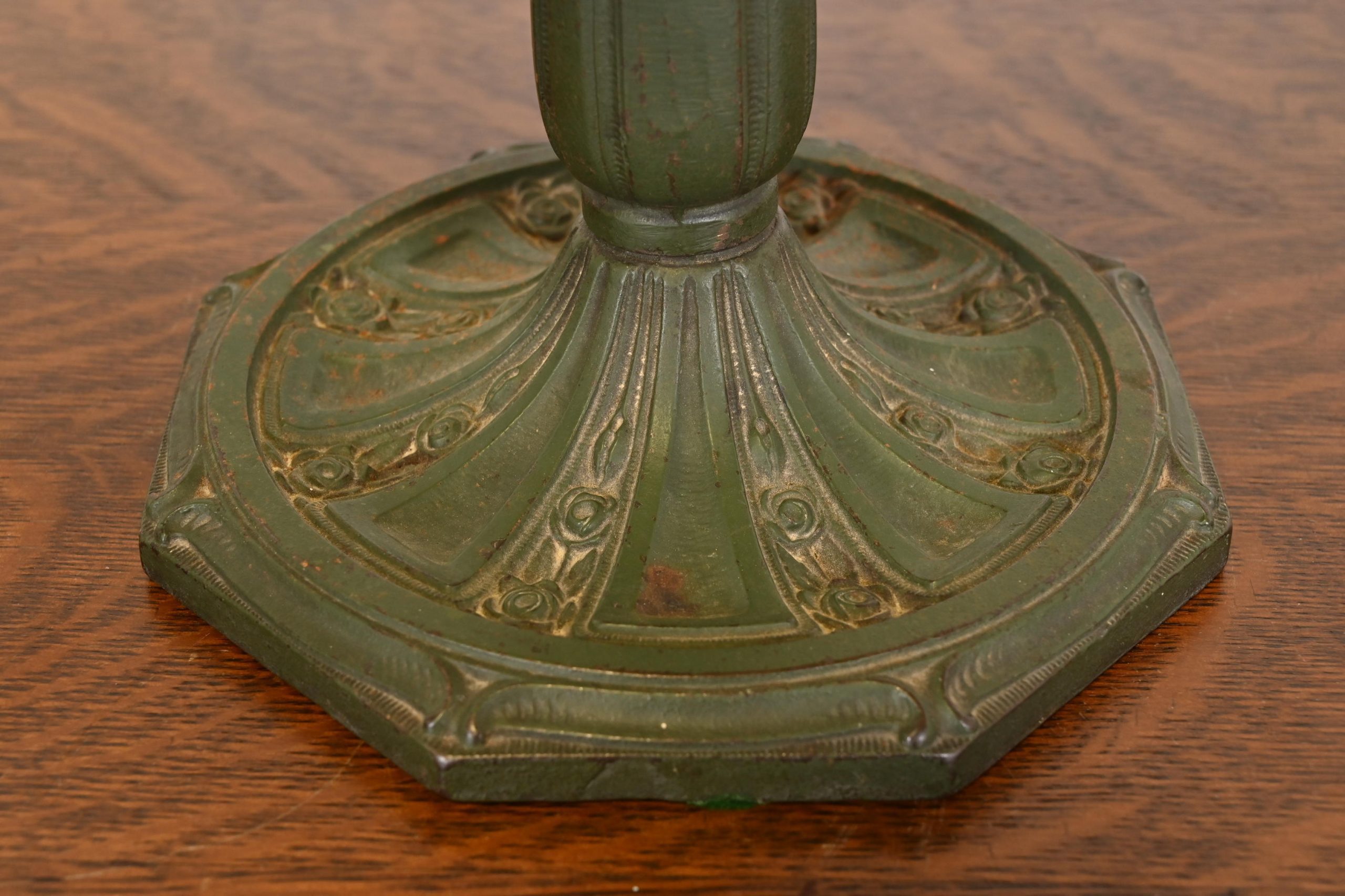 Antique Arts & Crafts Table Lamp With Reverse Painted Lake Scene, Circa 1920s - Image 10