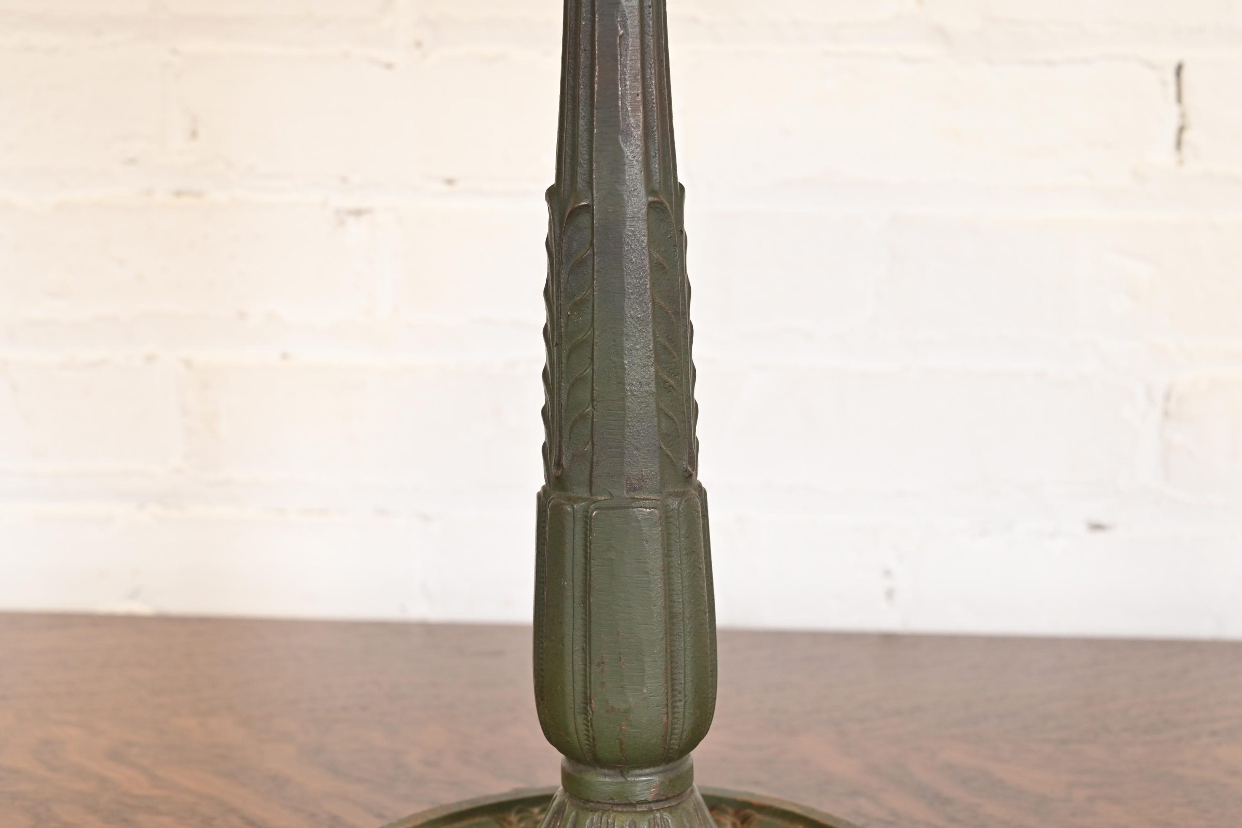 Antique Arts & Crafts Table Lamp With Reverse Painted Lake Scene, Circa 1920s - Image 9