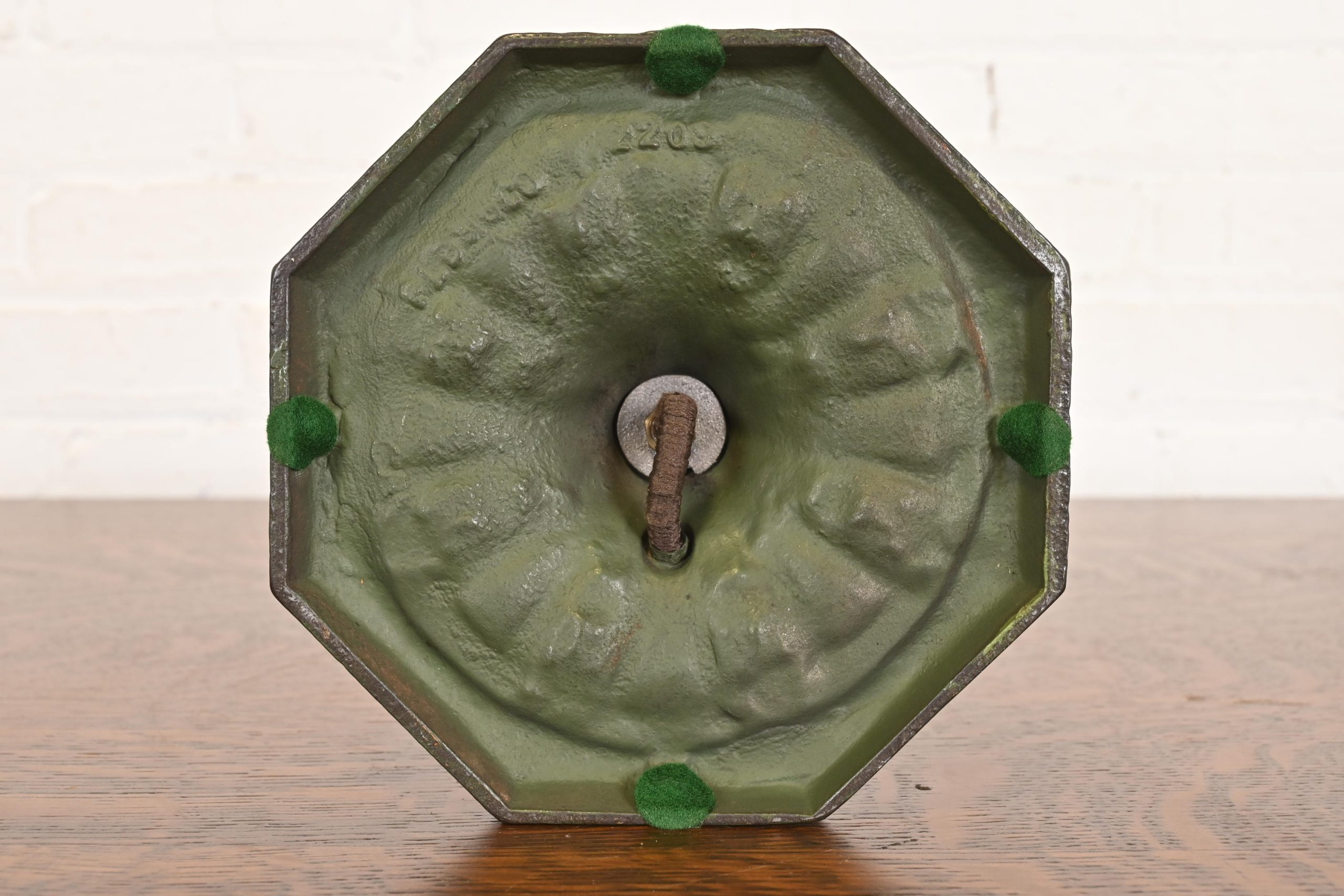 Antique Arts & Crafts Table Lamp With Reverse Painted Lake Scene, Circa 1920s - Image 11