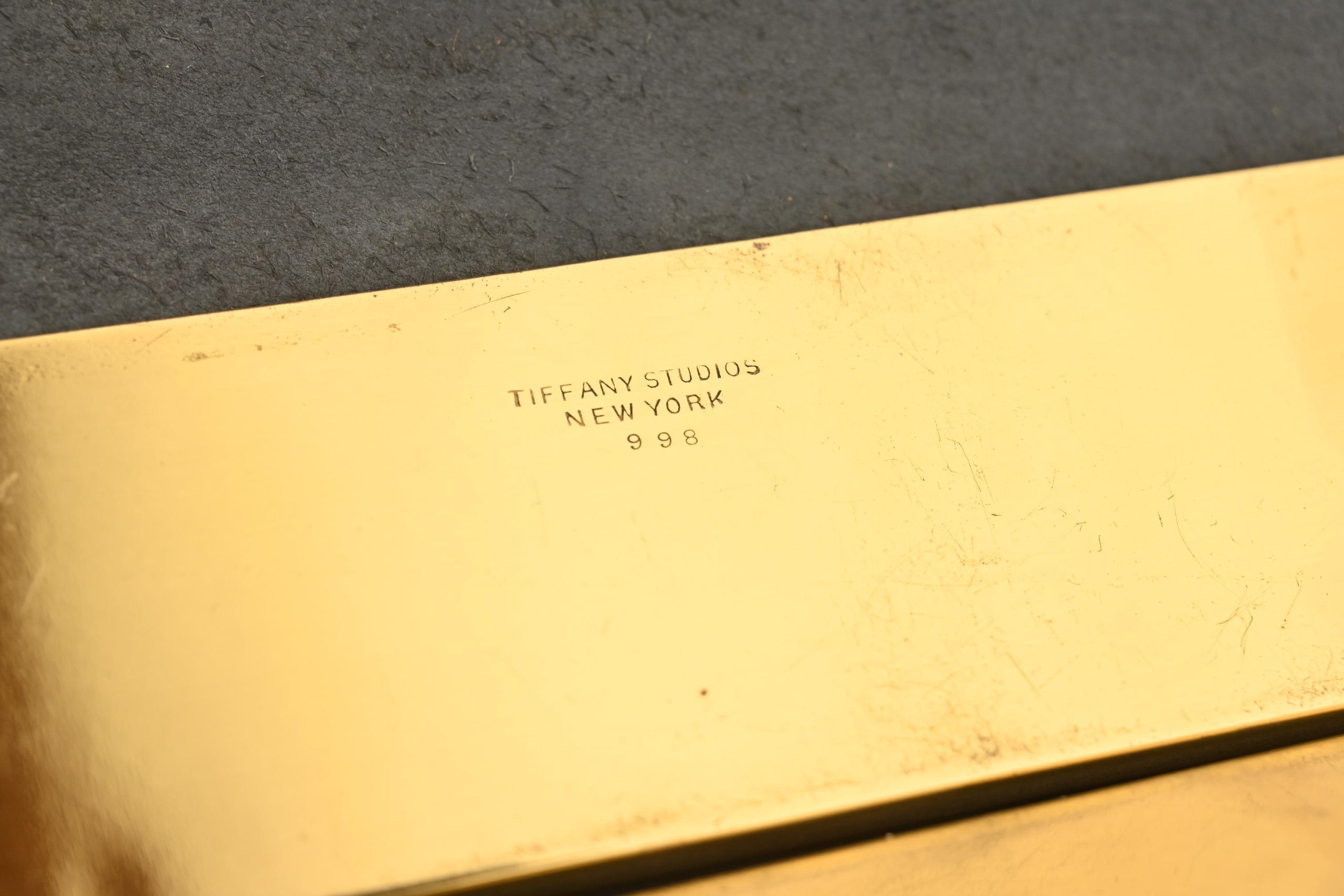 Tiffany Studios New Grapevine Bronze Doré Blotter Ends With Leather Desk Blotter - Image 11