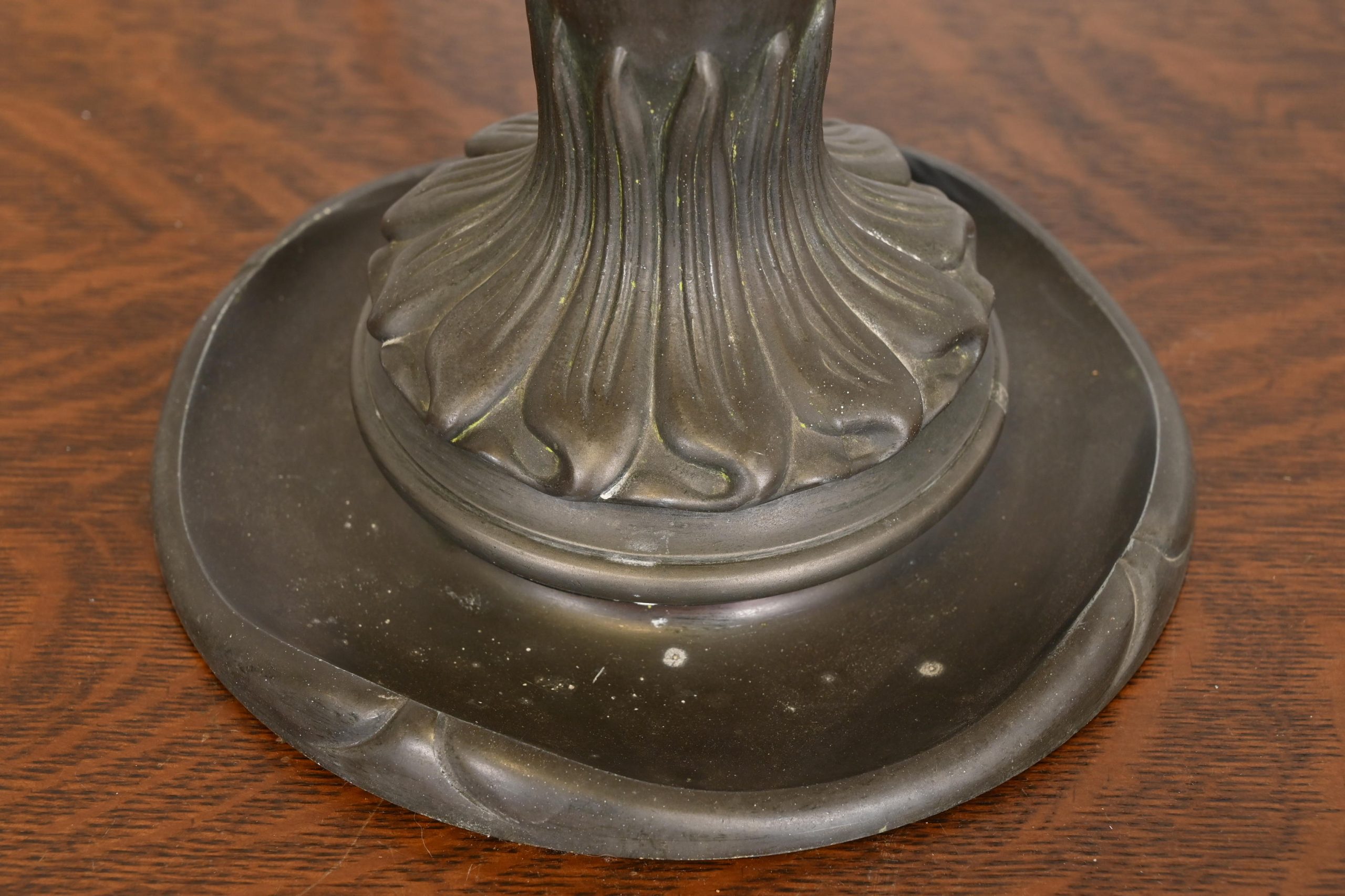 Antique Art Nouveau Slag Glass Table Lamp in the Manner of Handel, Circa 1920s - Image 11