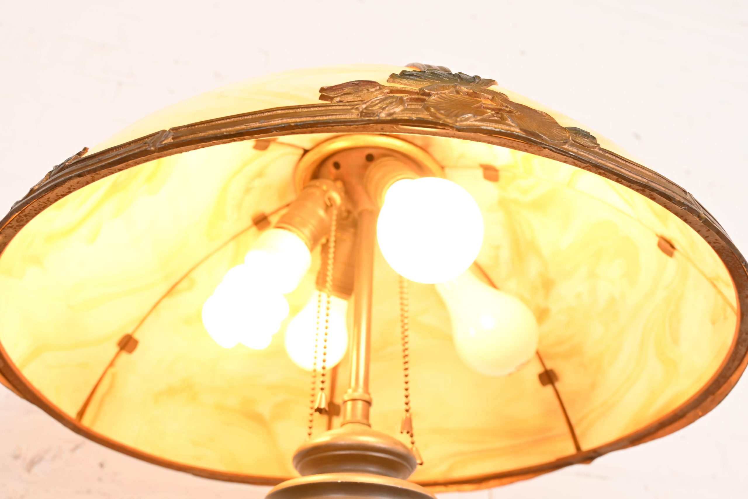 Antique Art Nouveau Slag Glass Table Lamp in the Manner of Handel, Circa 1920s - Image 5