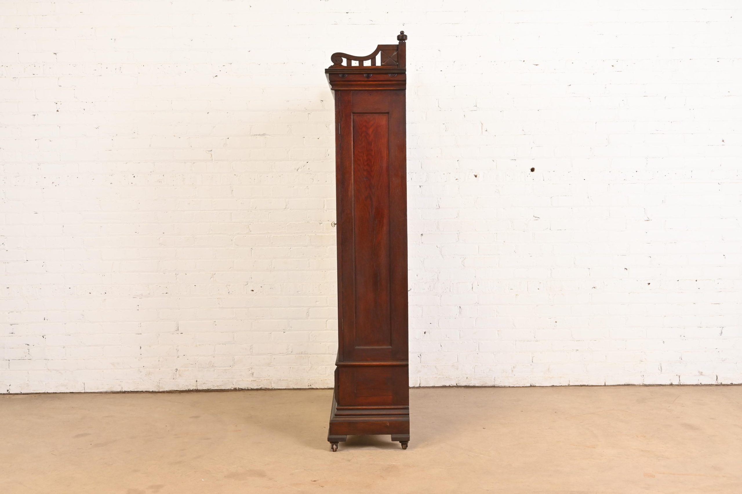 Herter Brothers Style Antique Eastlake Victorian Carved Walnut Bookcase Cabinet, Circa 1880s - Image 11
