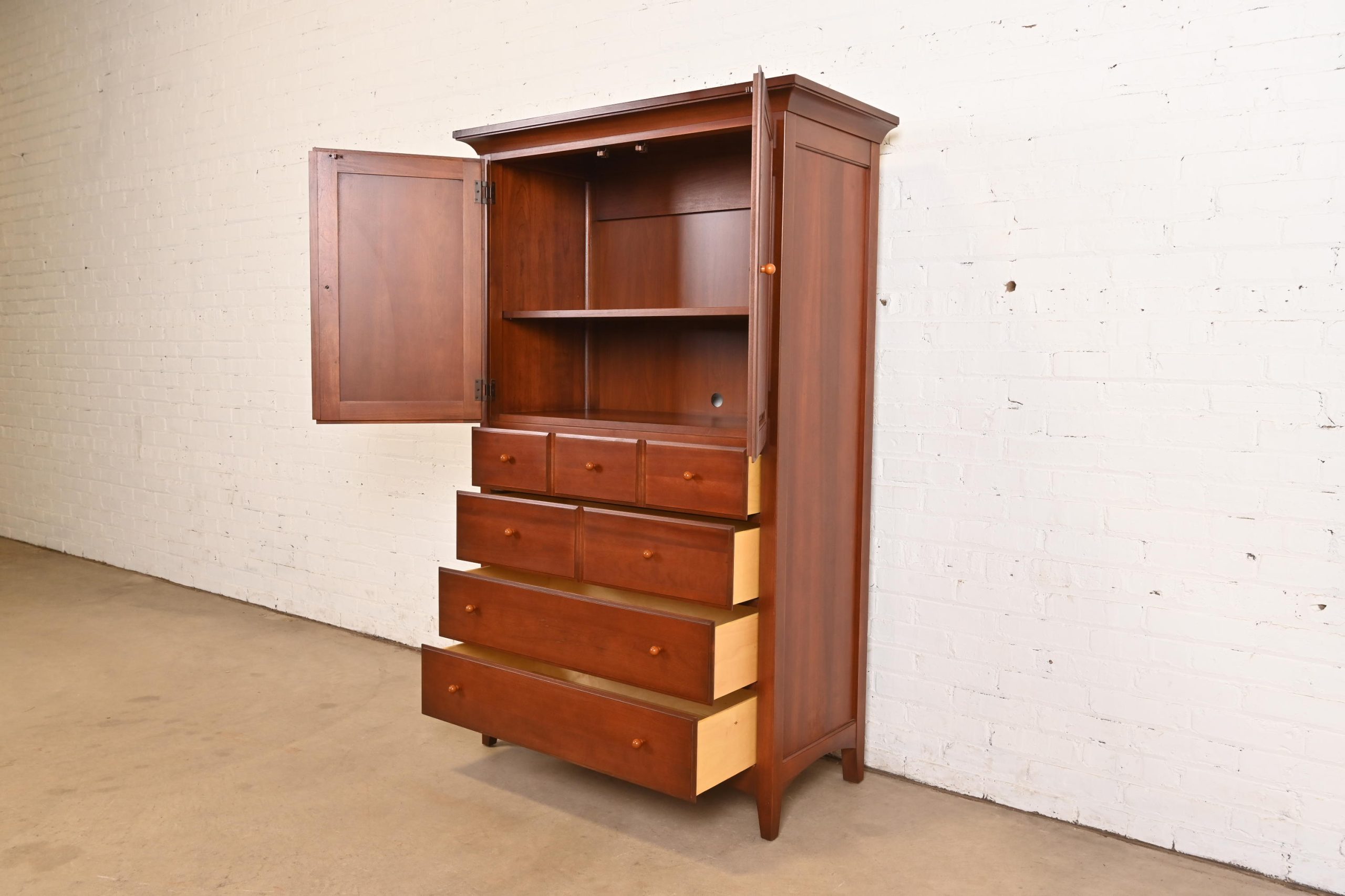 Thomasville Arts & Crafts Cherry Wood Armoire Dresser or Linen Press - Image 7