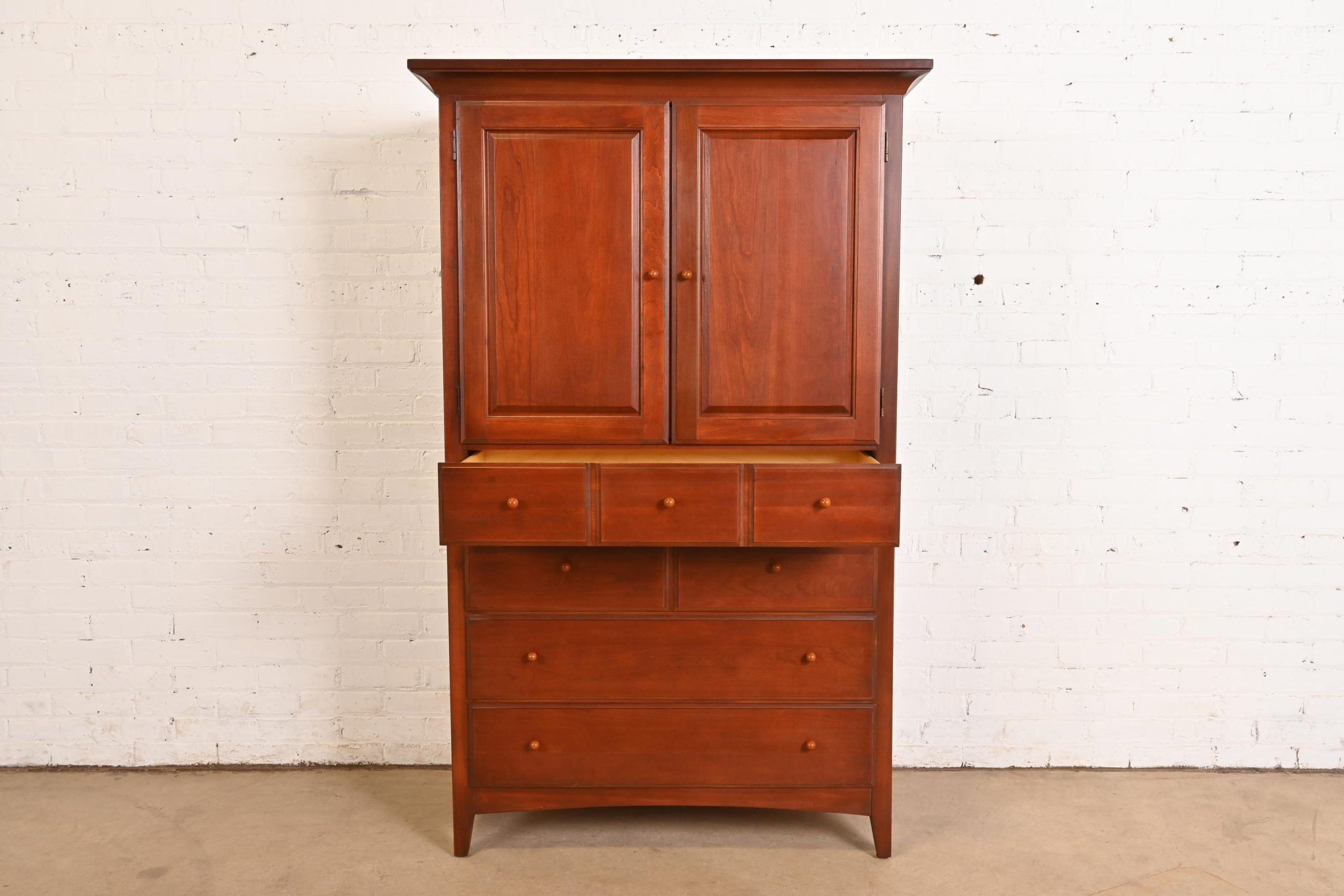 Thomasville Arts & Crafts Cherry Wood Armoire Dresser or Linen Press - Image 5