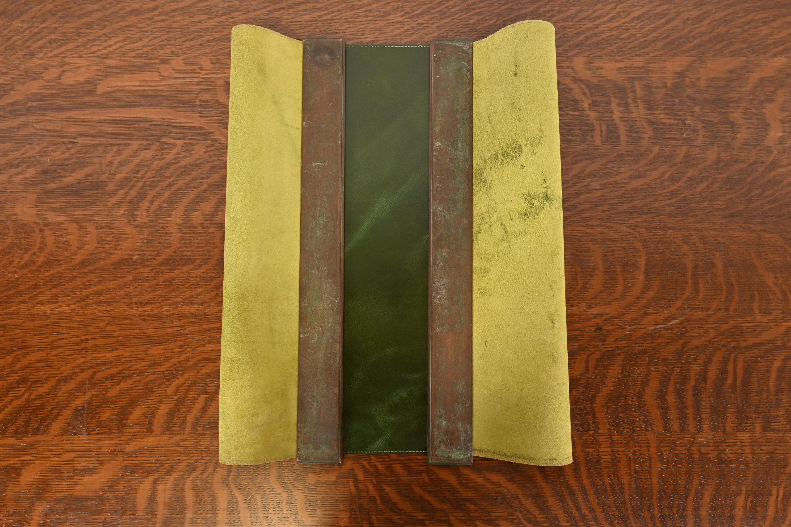 Tiffany Studios New York Zodiac Bronze Blotter Ends With Leather Desk Blotter - Image 7