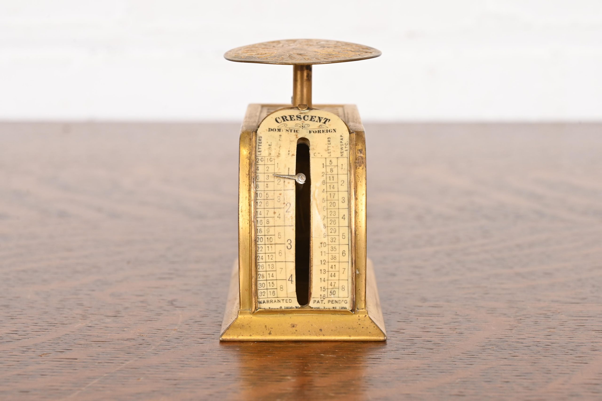 Tiffany Studios New York Pine Needle Pattern Bronze Doré and Favrile Slag Glass Postage Scale - Image 2