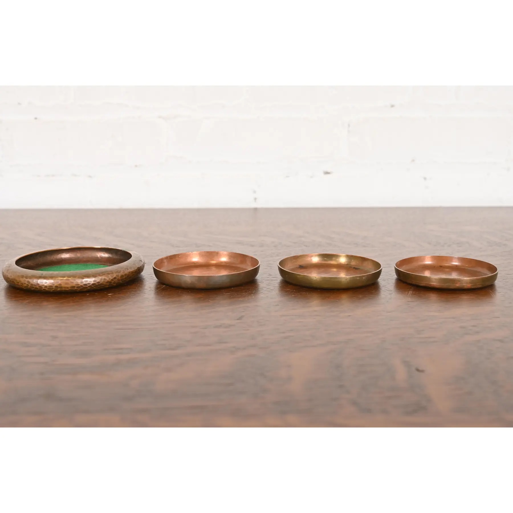 Roycroft Arts & Crafts Hammered Copper Coasters, Set of Four - Image 2