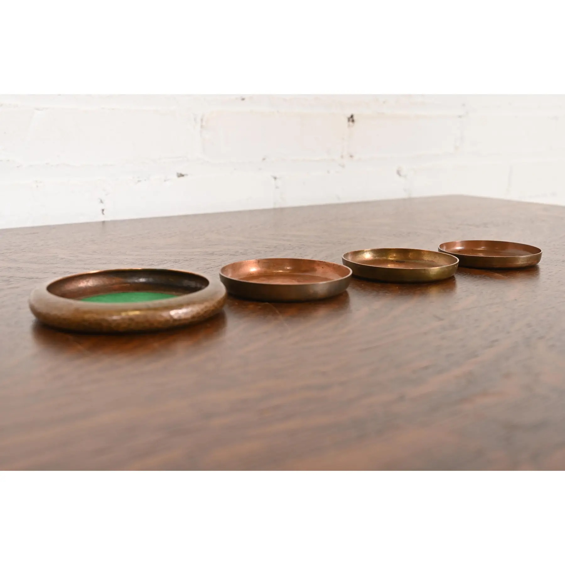 Roycroft Arts & Crafts Hammered Copper Coasters, Set of Four - Image 4