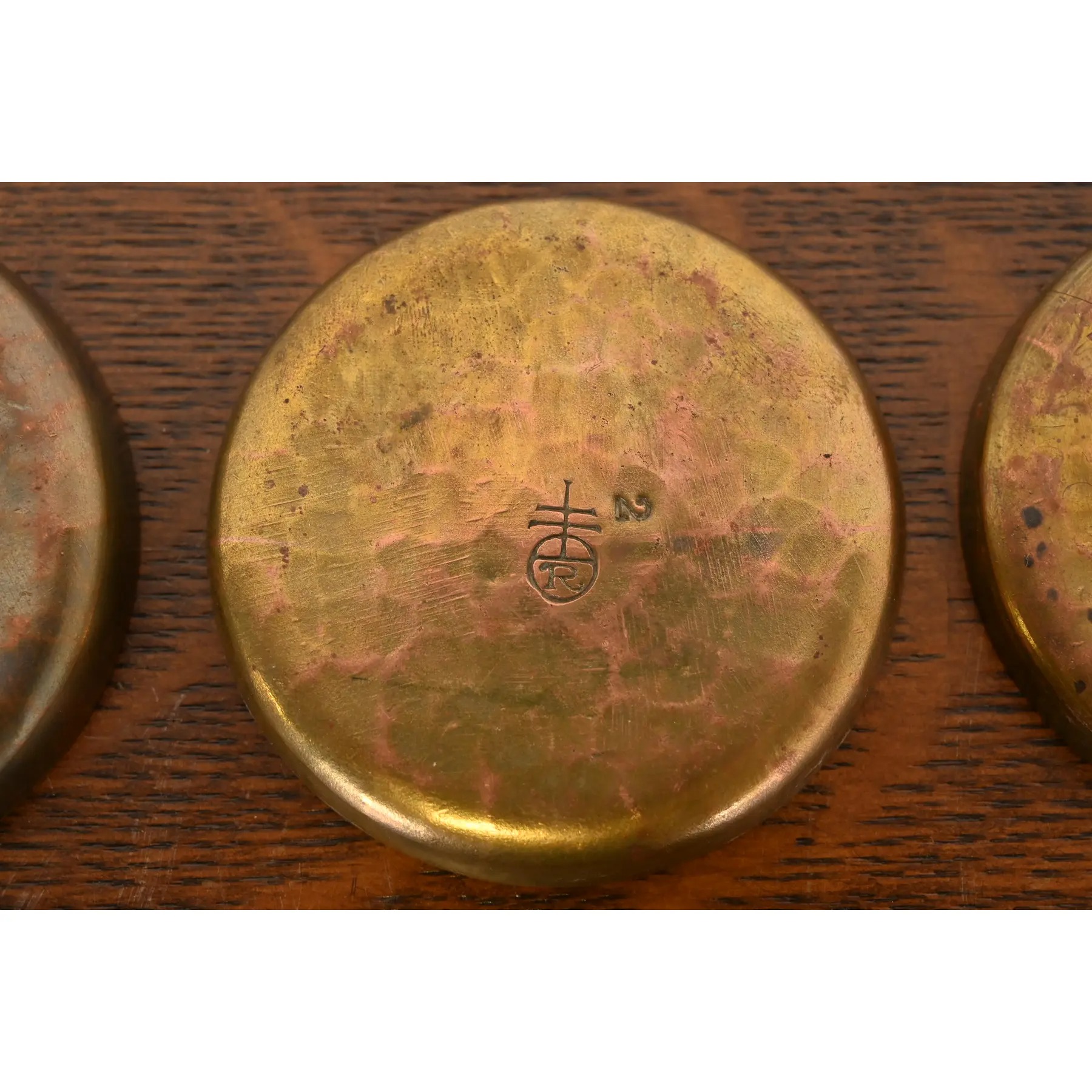 Roycroft Arts & Crafts Hammered Copper Coasters, Set of Four - Image 9
