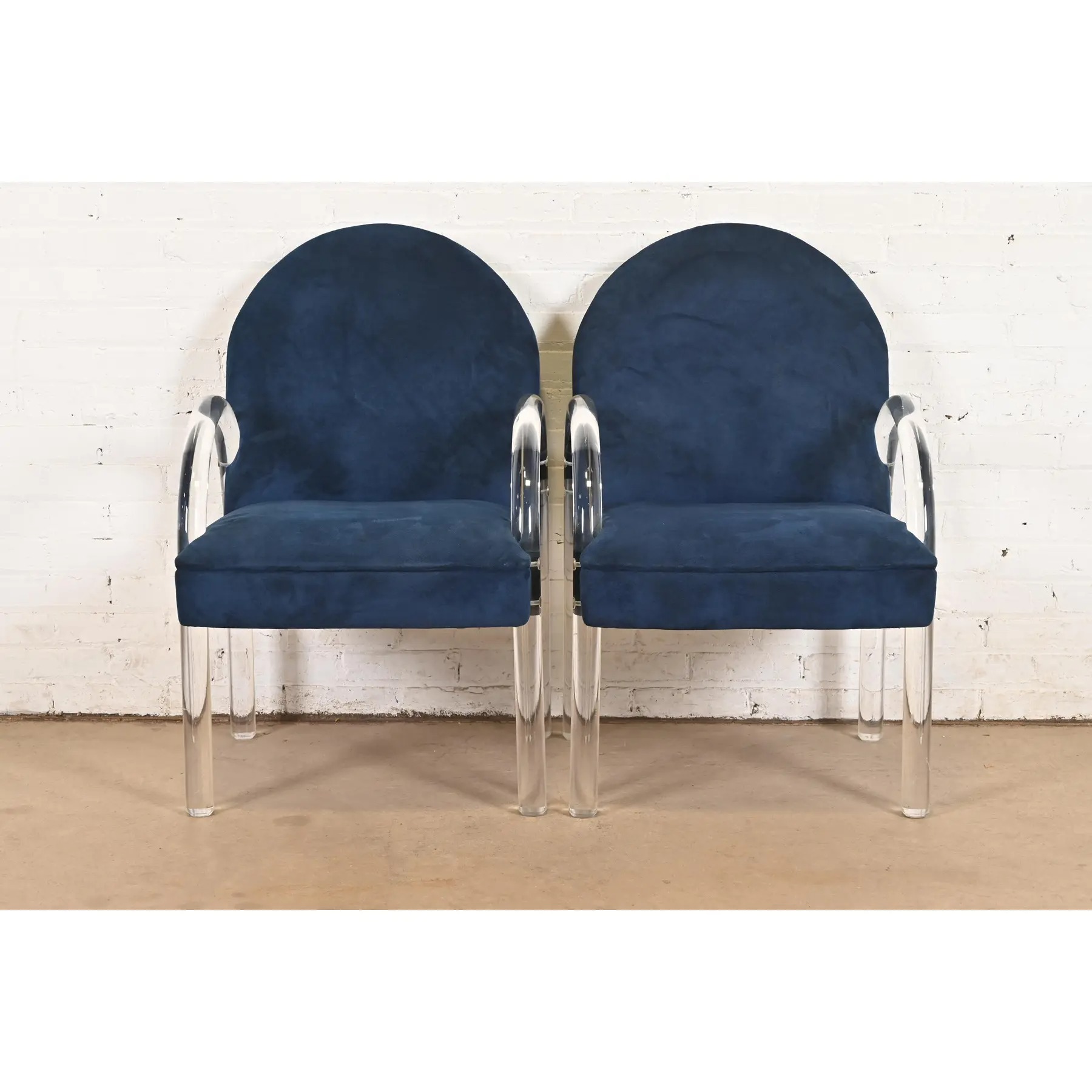 Leon Rosen for Pace Collection Modern Art Deco Lucite Waterfall Armchairs, Pair - Image 2