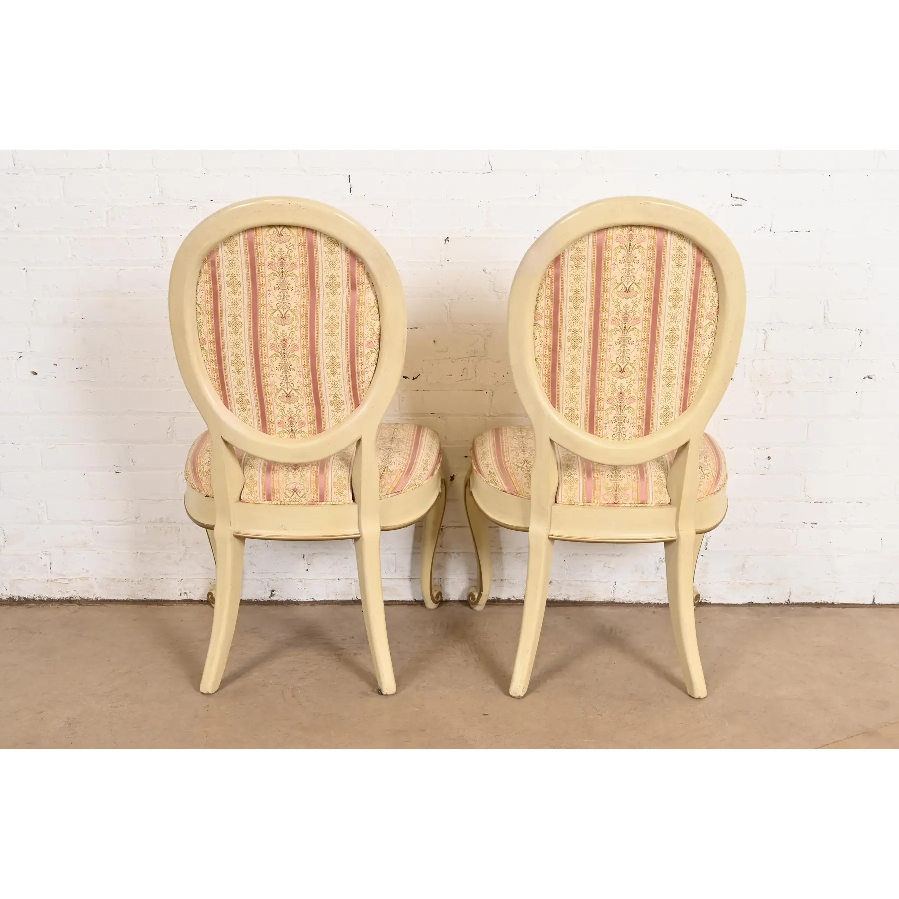 Karges French Provincial Louis XV Cream Lacquered and Gold Gilt Side Chairs or Dining Chairs, Pair - Image 9
