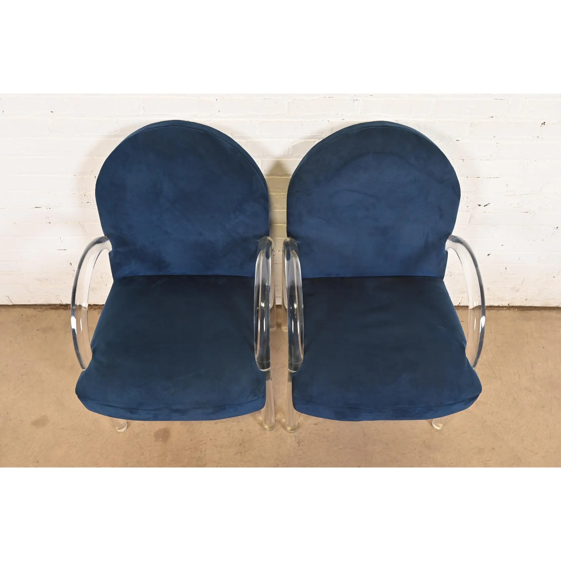 Leon Rosen for Pace Collection Modern Art Deco Lucite Waterfall Armchairs, Pair - Image 5