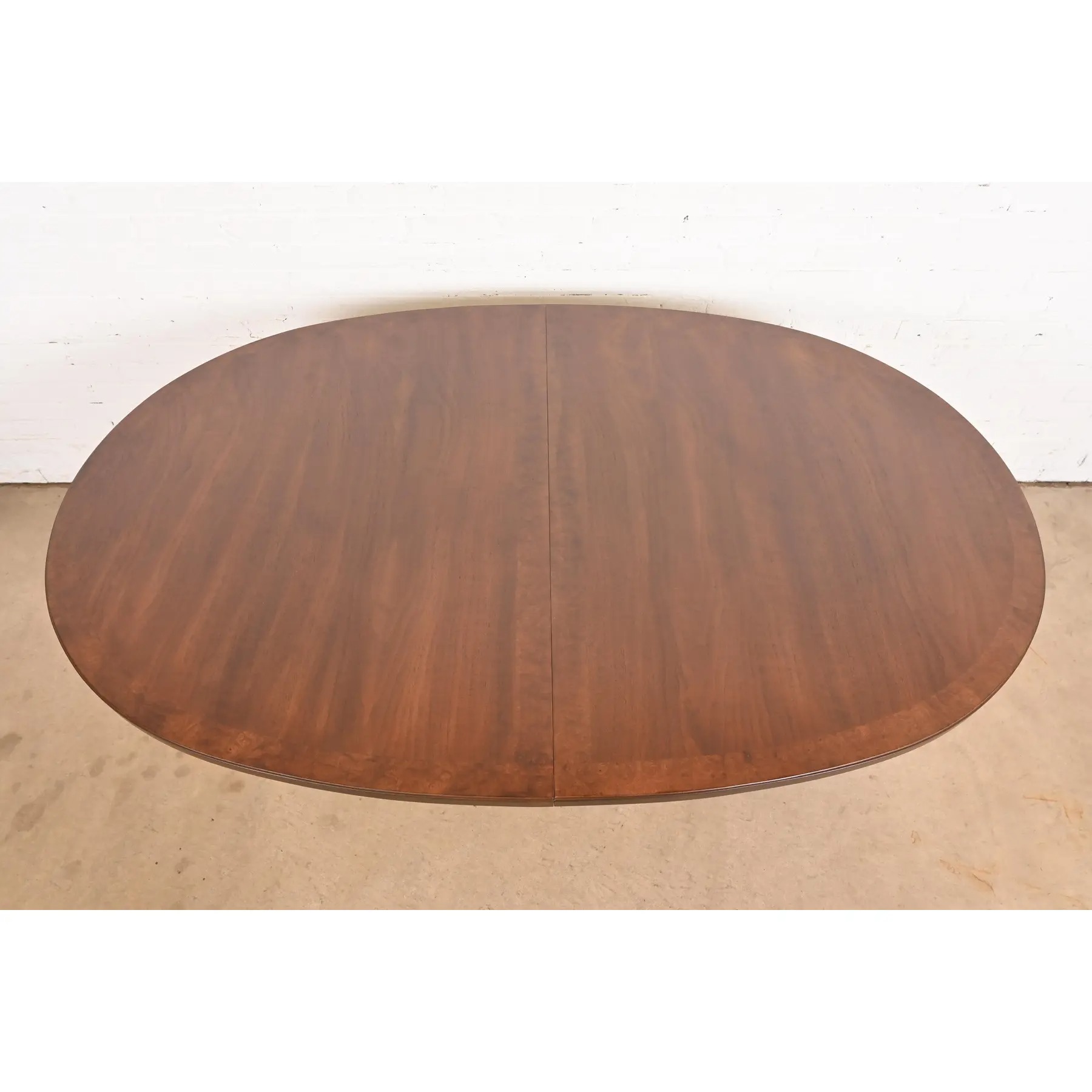 Thomasville Regency Walnut and Burl Wood Double Pedestal Extension Dining Table, Newly Refinished - Image 9