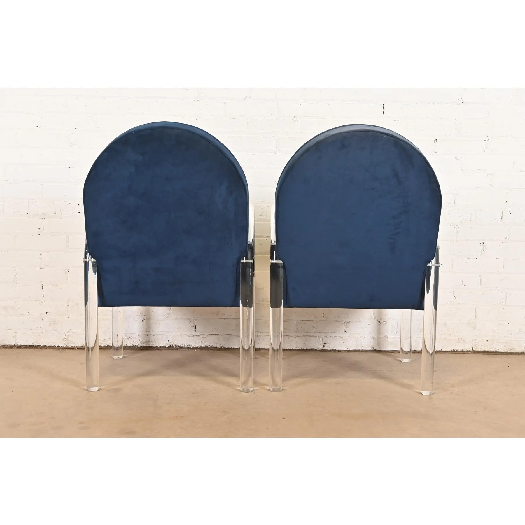 Leon Rosen for Pace Collection Modern Art Deco Lucite Waterfall Armchairs, Pair - Image 7