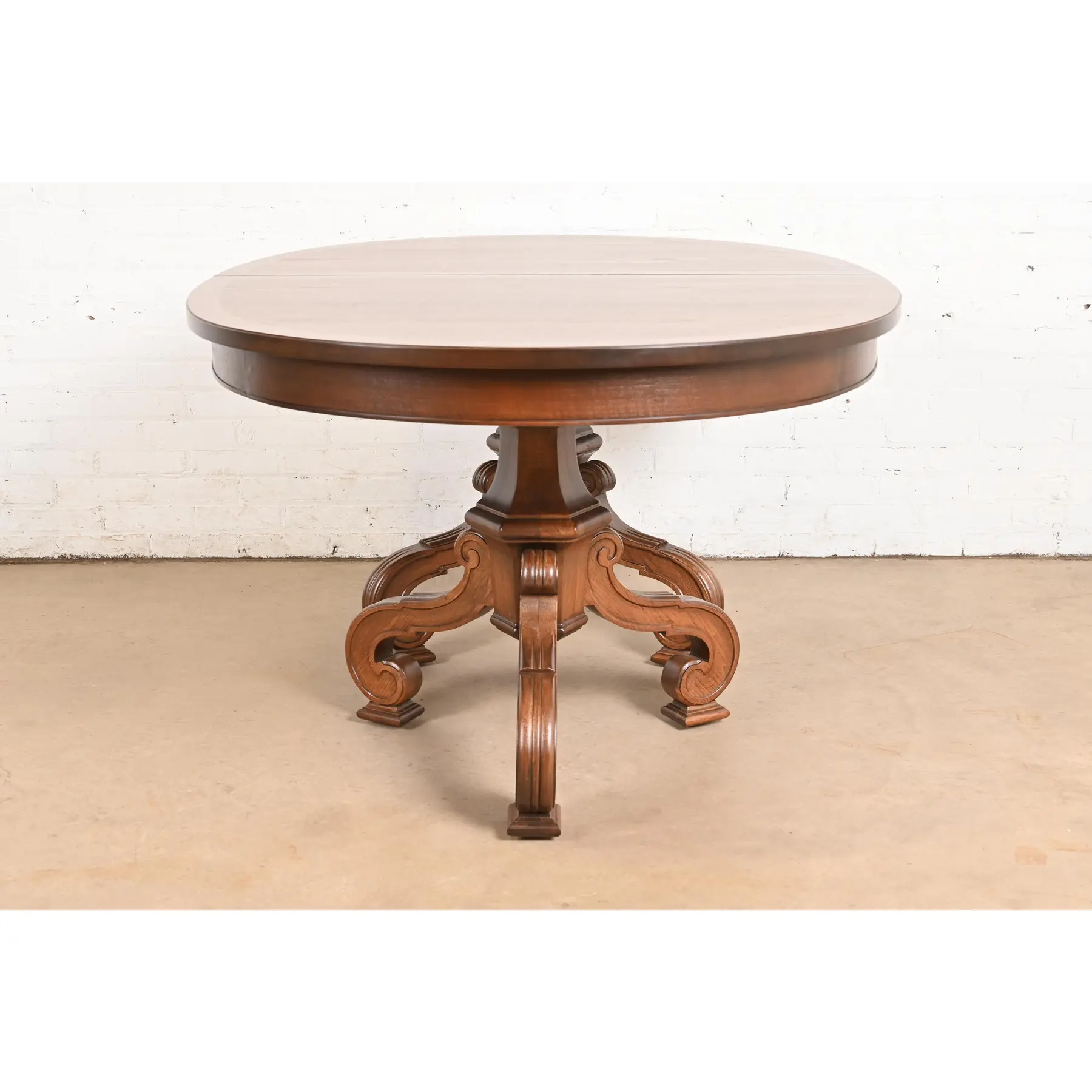 Thomasville Regency Walnut and Burl Wood Double Pedestal Extension Dining Table, Newly Refinished - Image 12